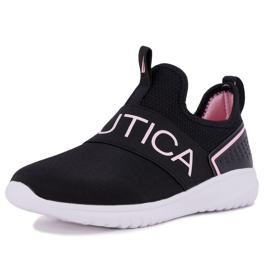 Nautica Kids Girls Youth Athletic Slip-On Sneakers - Lightweight Comfortable Fashion Shoes for Toddlers, Little & Big Kids - Perfect for School, Play & Everyday Wear