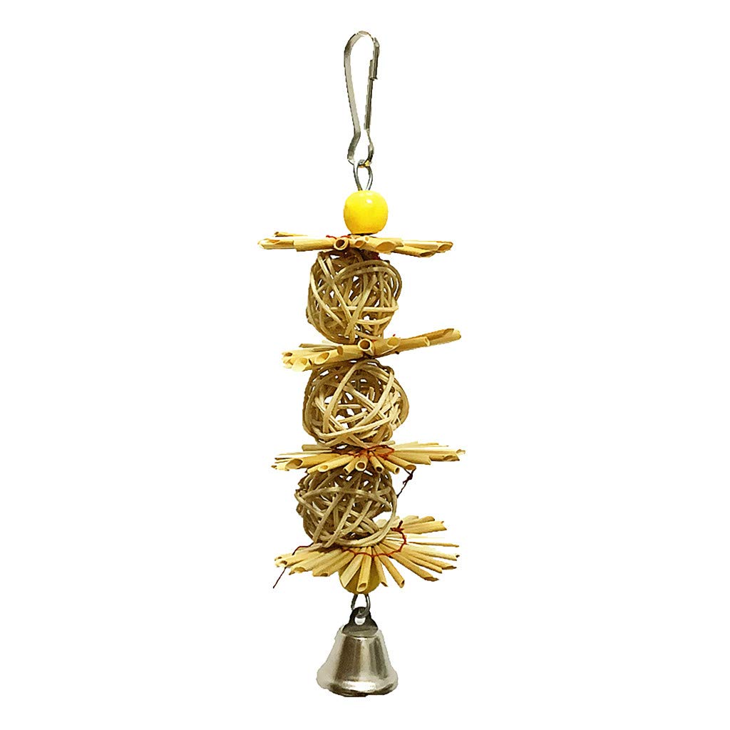 Natural Straw Bird Cage Toy - Hanging Chew Toy for Parrots, Cockatiels & Small Pets - Safe & Durable for Play, Exercise & Mental Stimulation - Perfect for Bird Cages, Playpens & Pet Enrichment