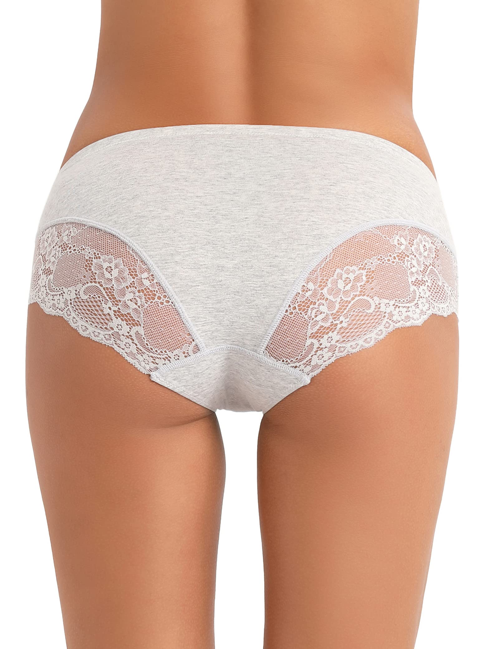Lace Back Women's Underwear - Mid Rise Full Coverage Panties 4 Pack (Regular & Plus Size) | Comfortable & Breathable for Everyday Wear, Workout & Sleep