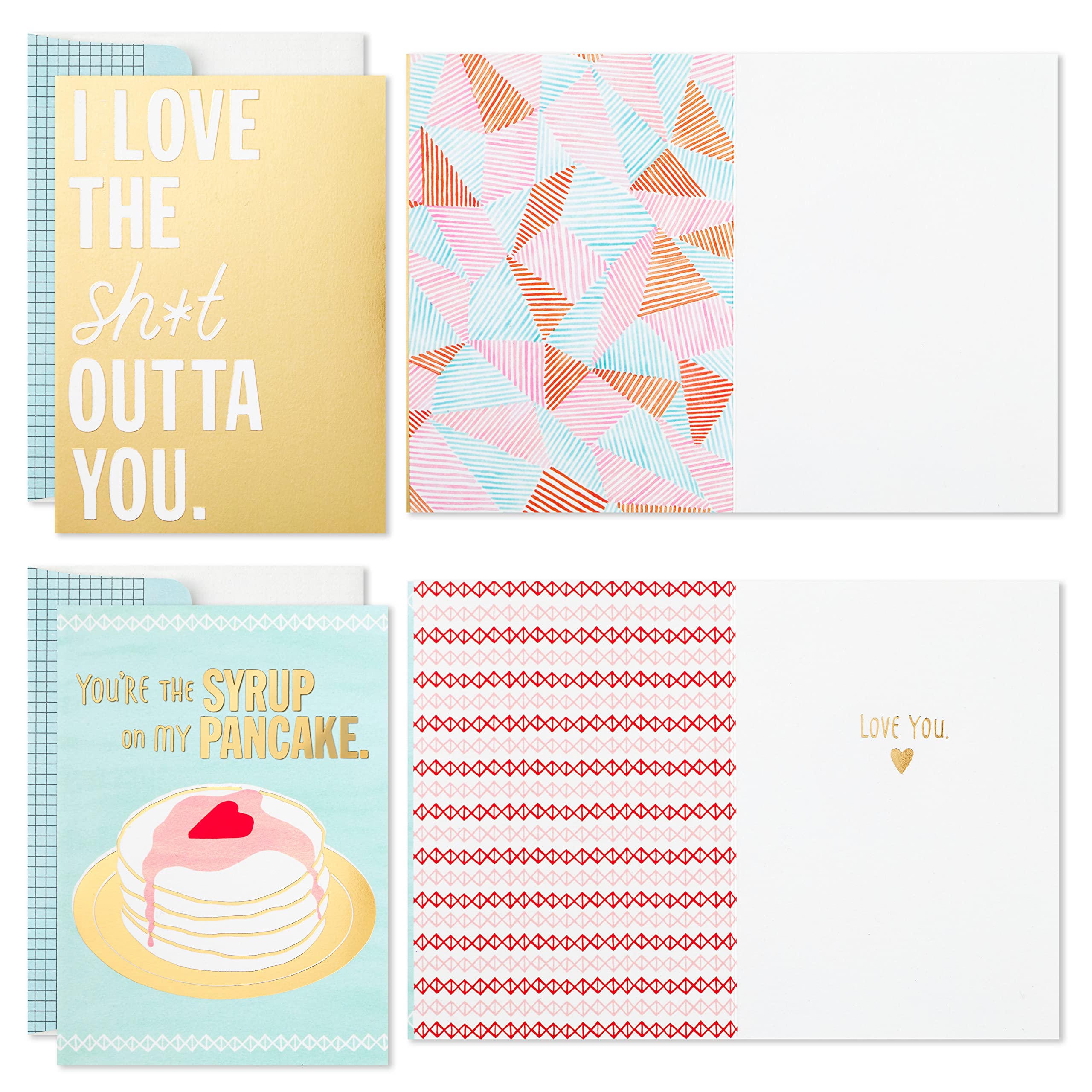 Hallmark Studio Ink Valentine's Day Cards - 5 Gold & Pastel Greeting Cards with Envelopes for Valentine's, Galentine's Day & Romantic Occasions - Perfect for Couples, Friends & Loved Ones