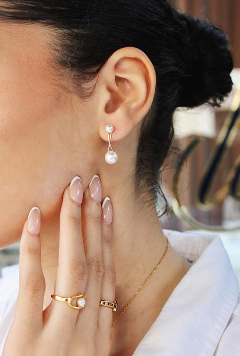 Entwine Double Pearl Earrings - Elegant Sterling Silver Jewelry for Women | Perfect for Weddings, Parties & Special Occasions