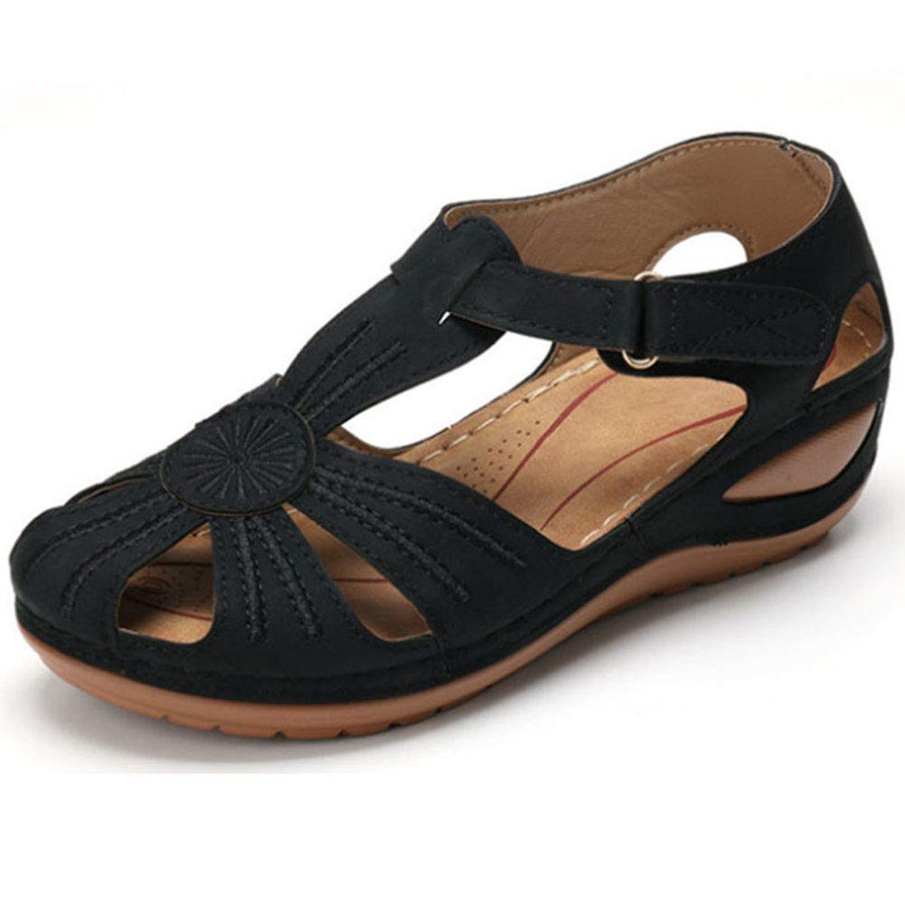 VIMISAOI Women's Closed Toe Wedge Sandals - Comfortable & Dressy Casual Shoes for Summer, Beach, Office & Party Wear