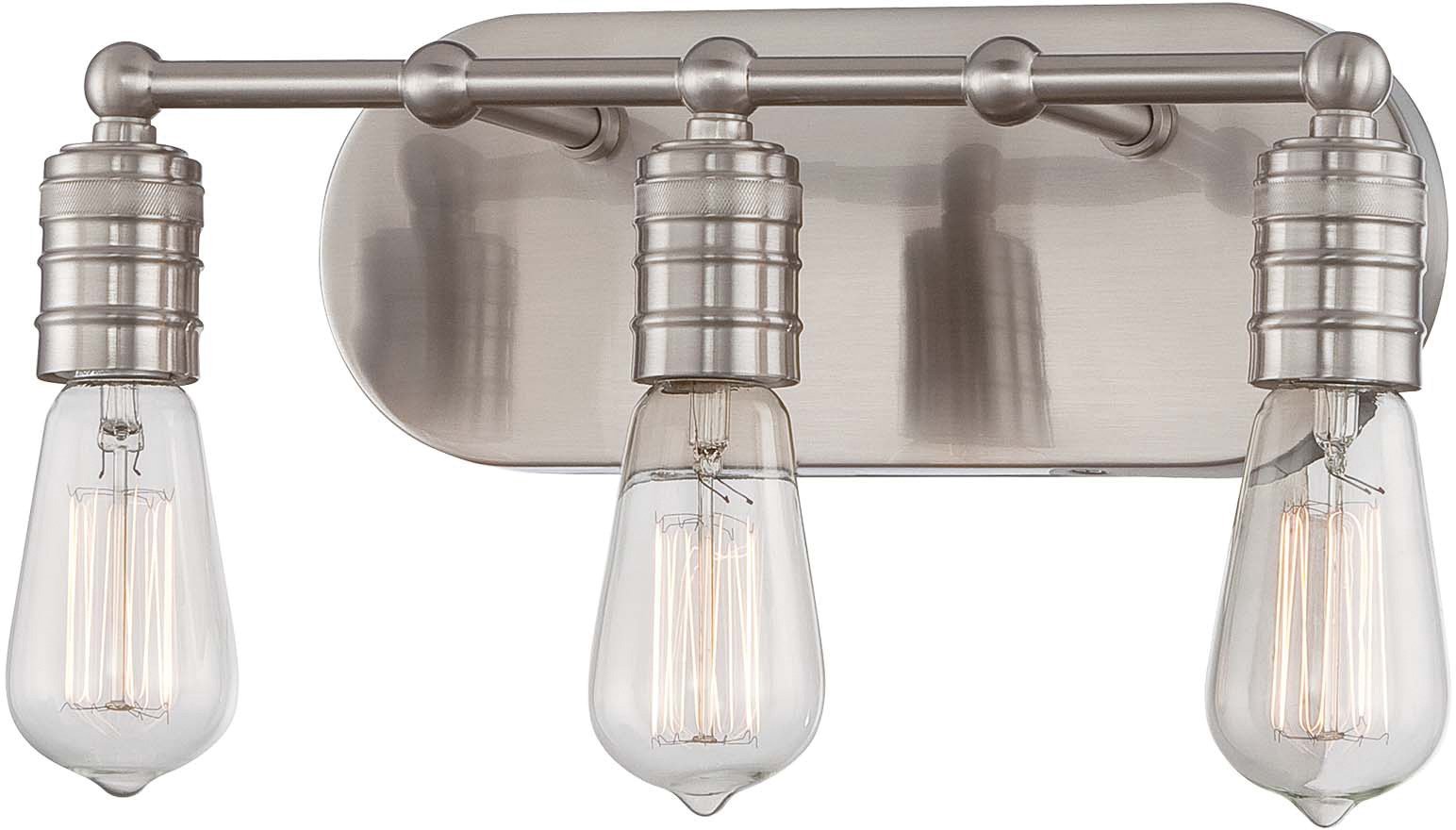 Minka Lavery 5135-84 Farmhouse Wall Sconce - 3-Light Brushed Nickel Vanity Lighting for Bathroom & Bedroom (120W Edison Bulb Compatible) - Perfect for Rustic Home Decor, Vintage Interior Design and Cozy Ambience Lighting
