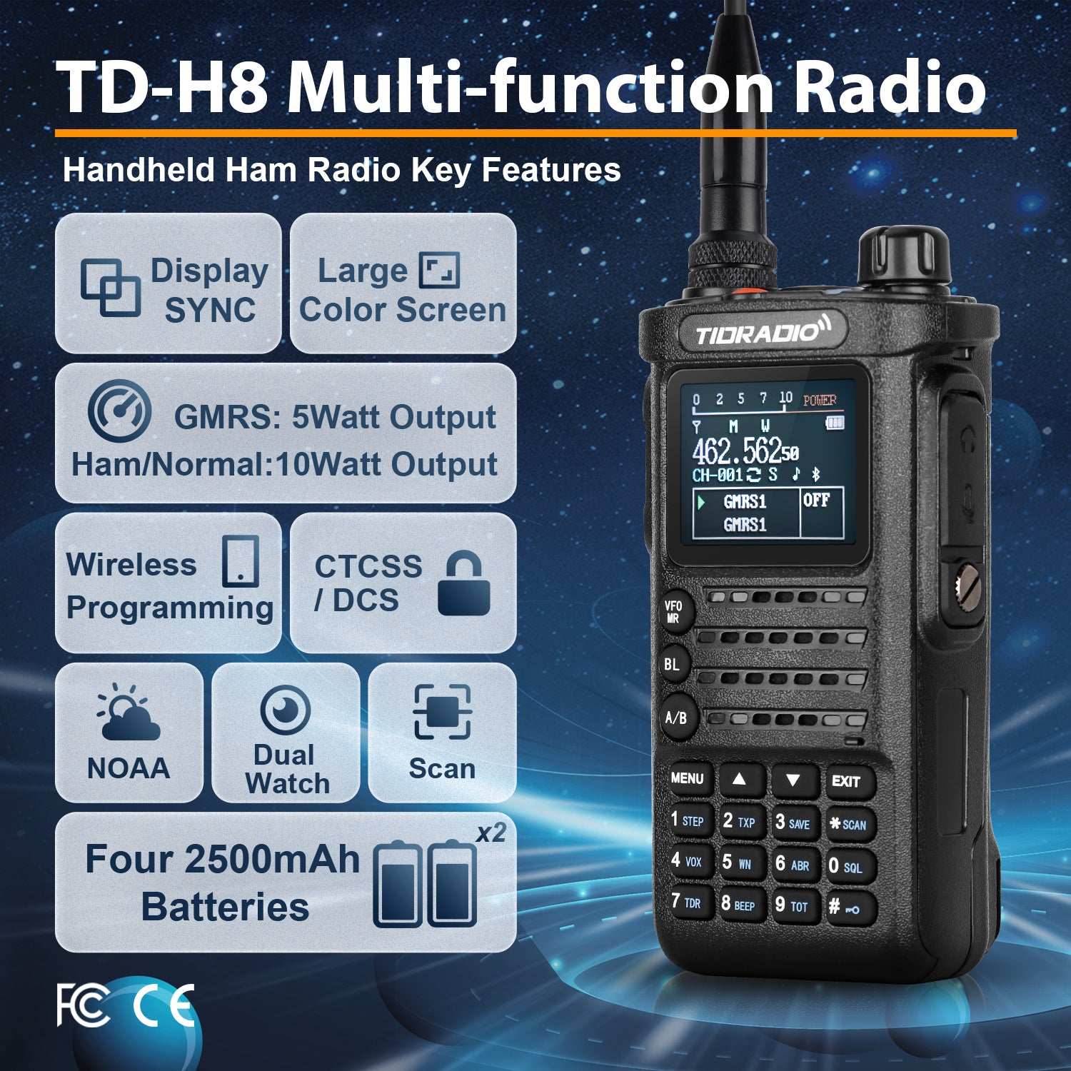 2nd Gen TD H8 GMRS Dual Band Radio 4 Pack - Long Range Walkie Talkies for Outdoor Adventures, Camping, Hiking & Emergency Communication