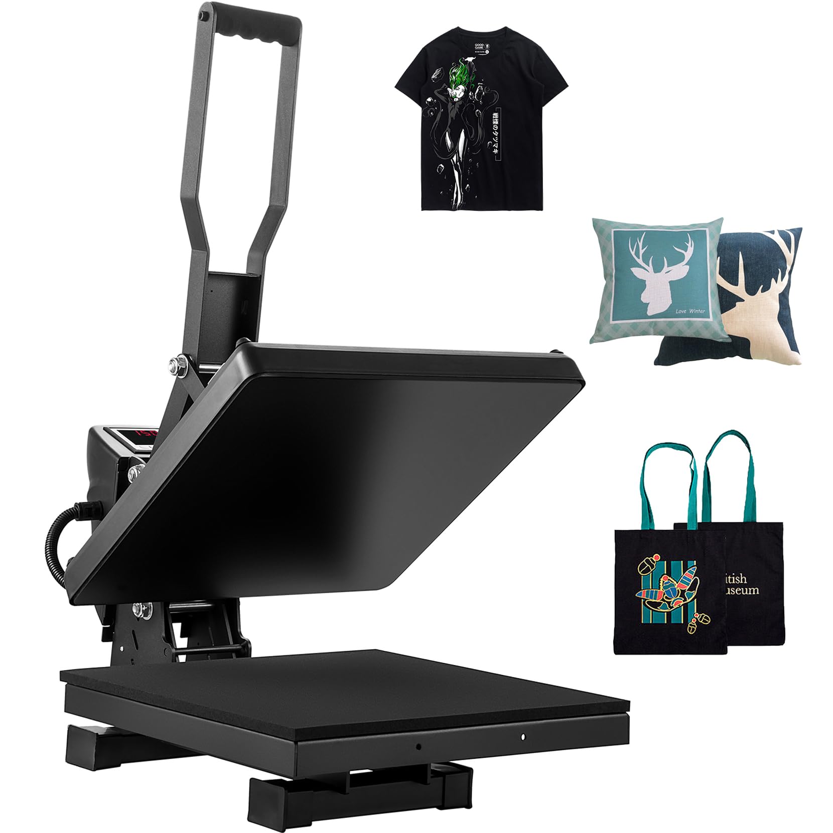 VEVOR 15x15 Inch Digital Heat Press Machine for T-Shirts & Sublimation - Fast Heating, High Pressure Industrial Heat Transfer Vinyl Printer - Perfect for DIY Crafts, Custom Apparel & Small Business Use - Easy to Use Black Heat Press