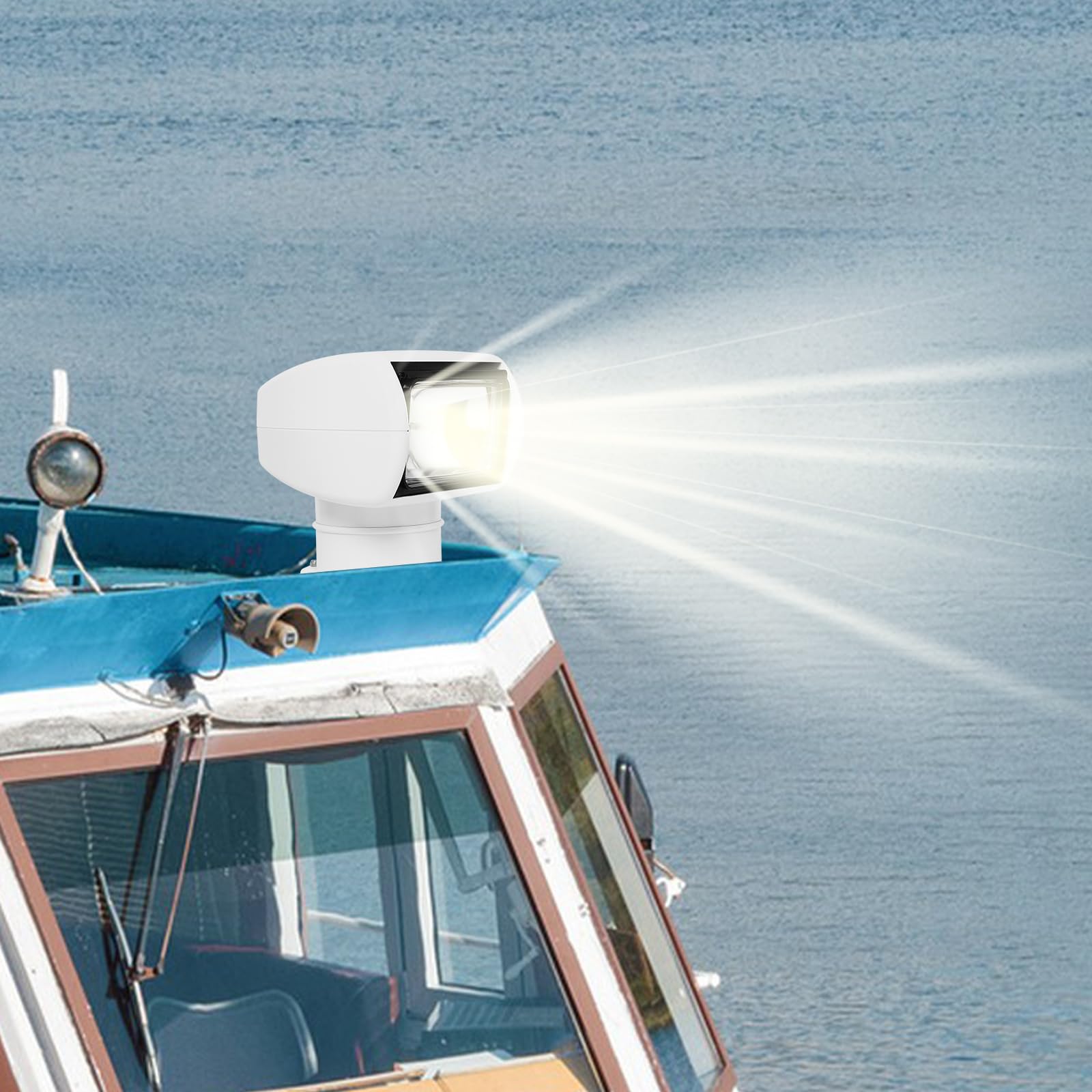 100W Marine Halogen Spotlight - Remote Control Boat Search Light for Boats, Trucks & Cars | Waterproof Navigation Light for Night Fishing, Docking & Emergency Use
