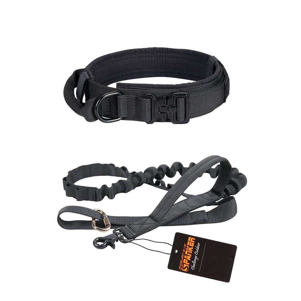 Large Size Tactical Dog Collar with Metal Buckle - Heavy Duty Nylon Adjustable Dog Leash with Quick Release & Handle - Perfect for Training, Hiking & Outdoor Adventures