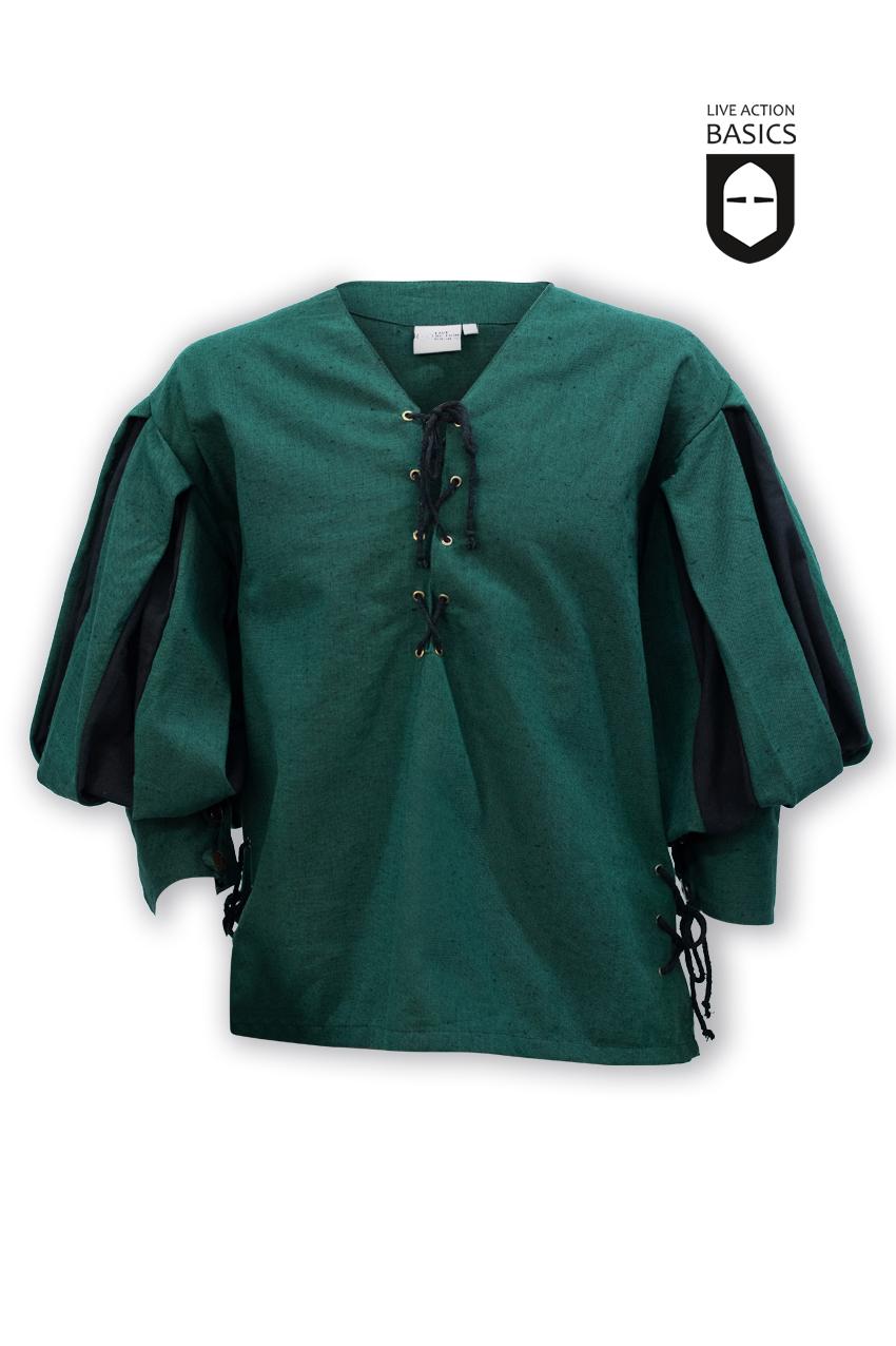Premium Renaissance Landsknecht Shirt - Green & Black Historical Costume for Men | Perfect for LARP, Reenactment, and Medieval Festivals