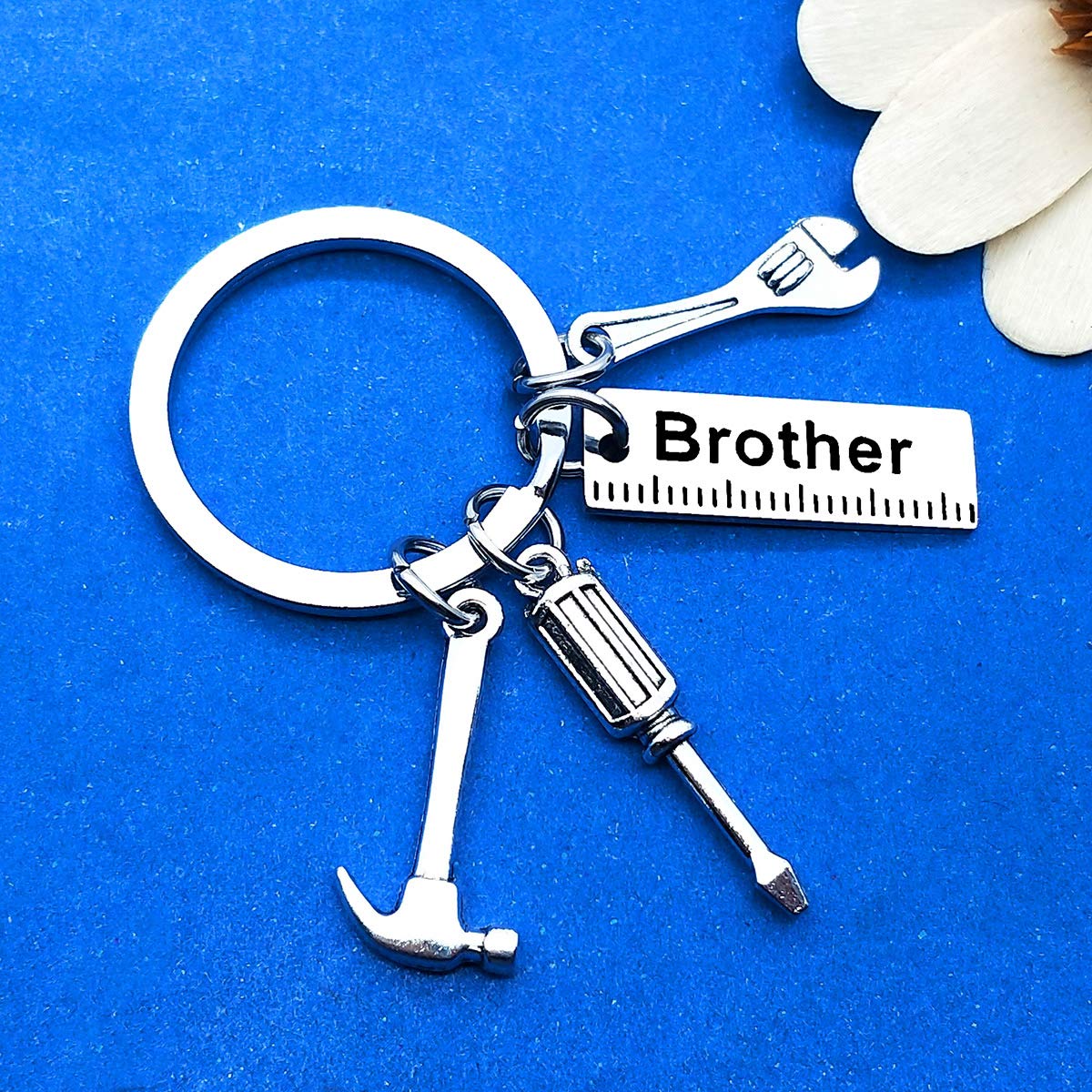 Brother Keychain Gift - Personalized Engraved Keyring for Brother, Step Brother, Brother-in-Law | Birthday, Wedding, Christmas, Graduation Gift for Men | Perfect for Family, Friends & Special Occasions