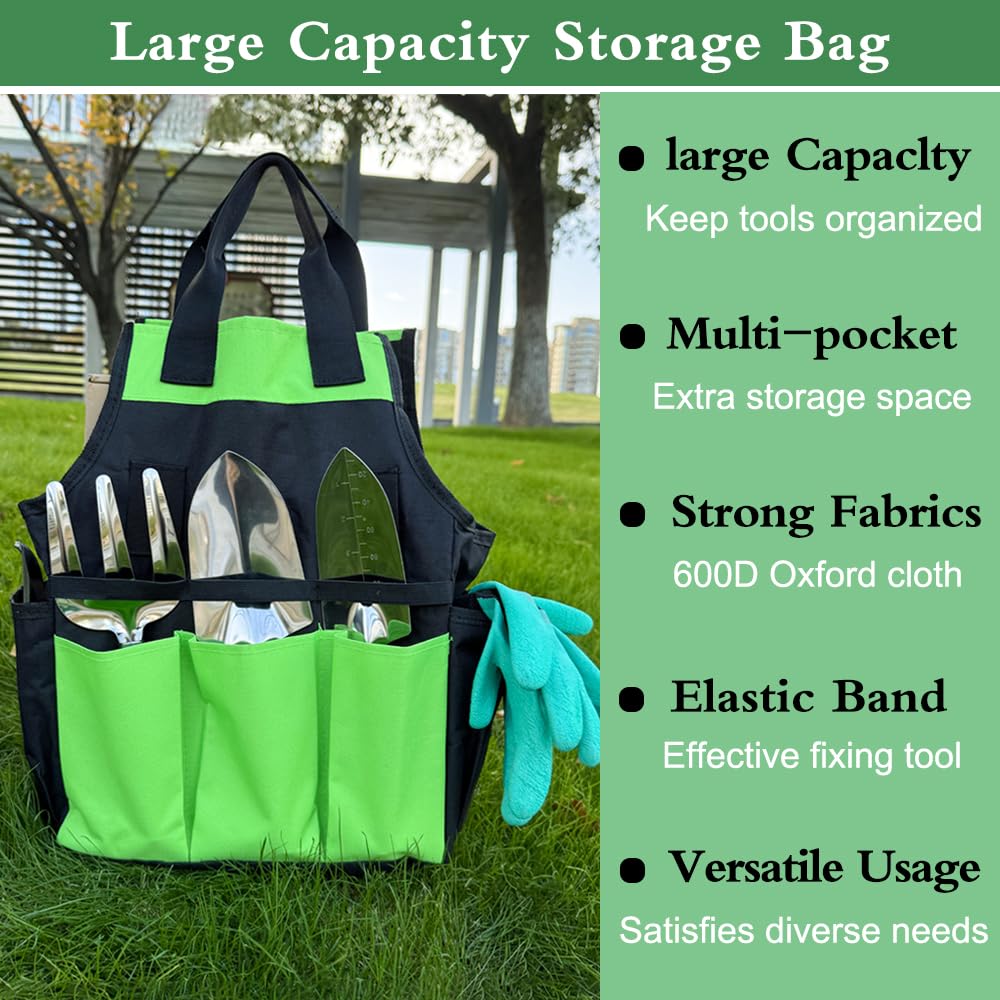 Premium Stainless Steel Garden Tools Set - 10-Piece Gardening Kit with Durable Storage Bag - Essential Planting Tools for Women & Men - Perfect for Home Gardening, Landscaping & Outdoor Activities