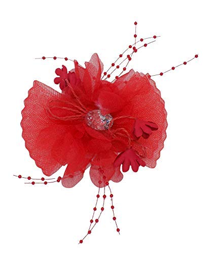 Artificial Flower Hair Clips for Women - Red Wedding Hair Accessories, Hair Brooch for Bridal Styling, Party & Special Occasions - 10g Pack of 1 (Perfect for Weddings, Prom, Parties & Everyday Wear)