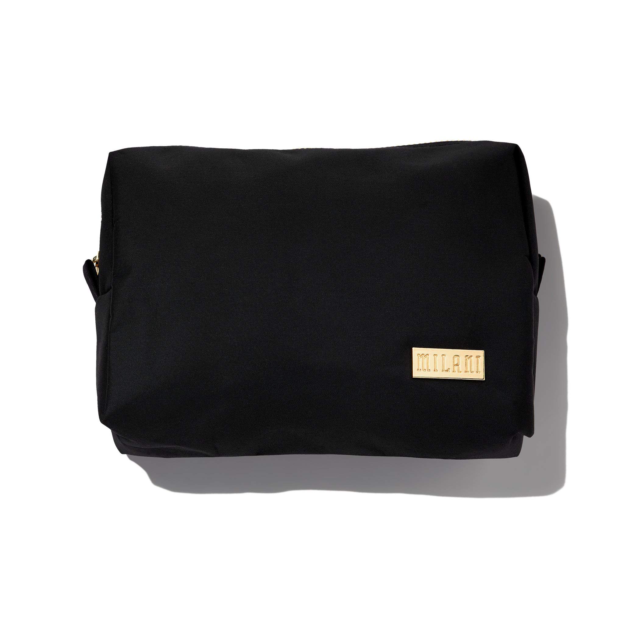 Milani Black Makeup Bag - Waterproof & Spacious Cosmetic Organizer for Travel, Gym, and Everyday Use