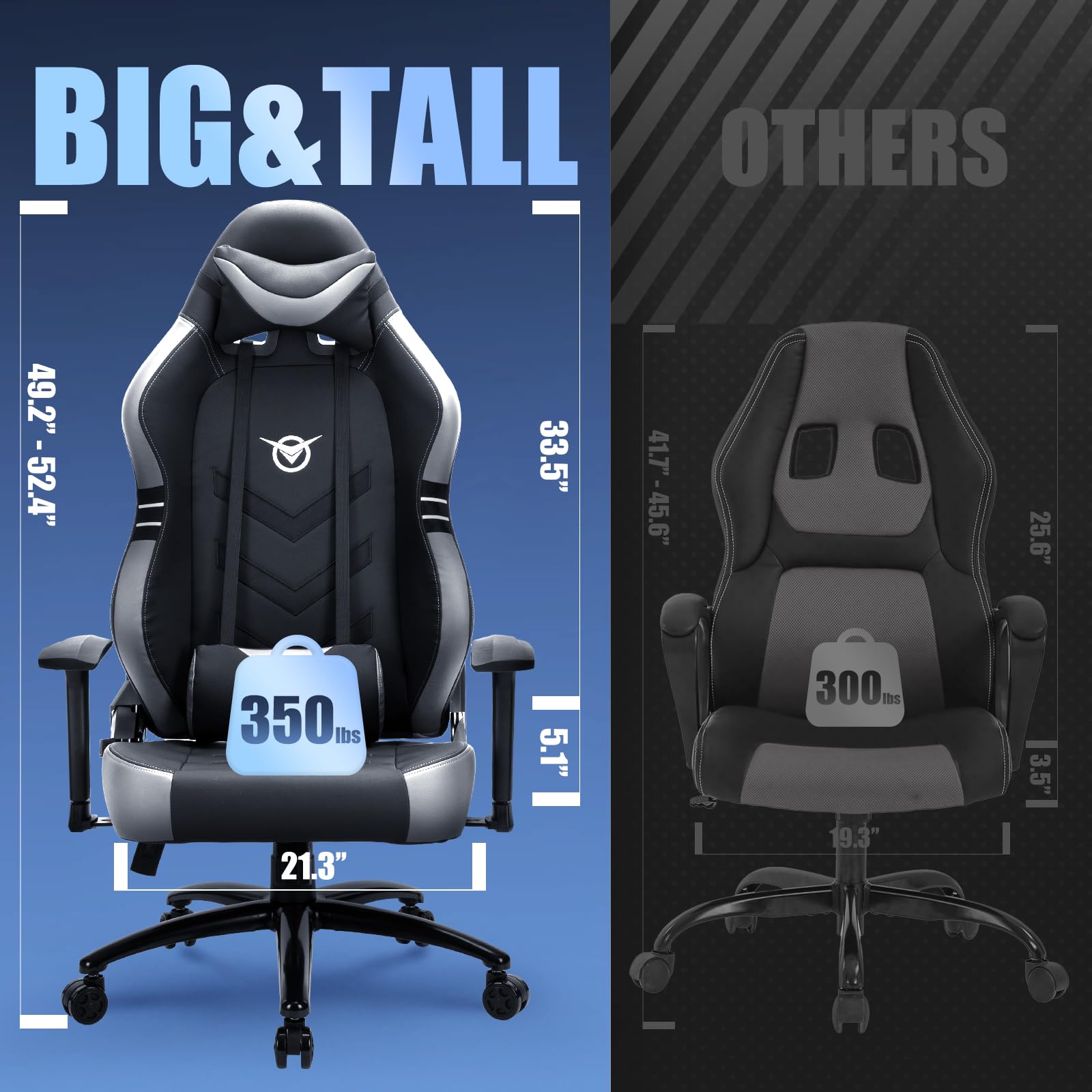 COLAMY Big and Tall Gaming Chair - Ergonomic High Back Office Chair with Wide Seat for Adults, Heavy Duty Computer Desk Chair for Gamers & Professionals - Perfect for Home Office, Gaming Setup and Workstations