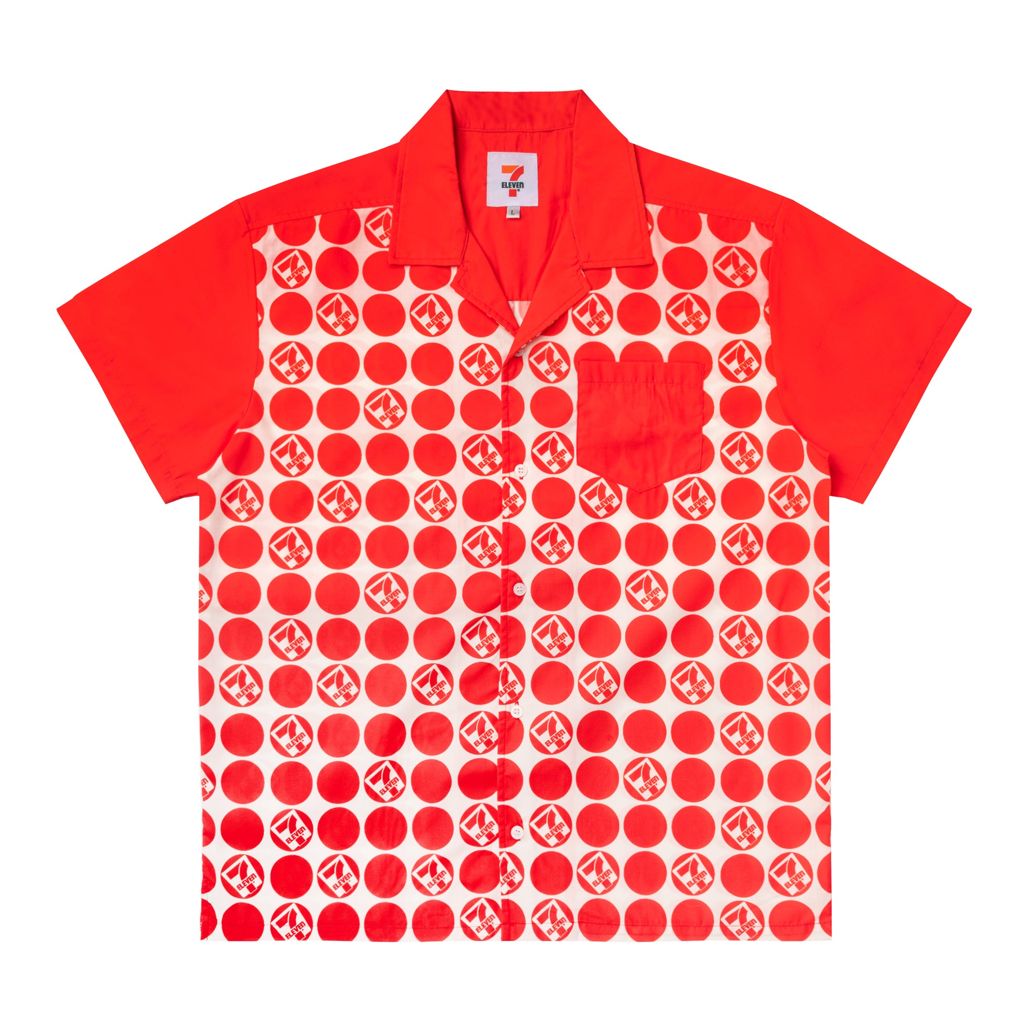 Vintage 7 Eleven® Red Dot Button Up Shirt - Retro Convenience Store Style for Casual Wear & Themed Parties