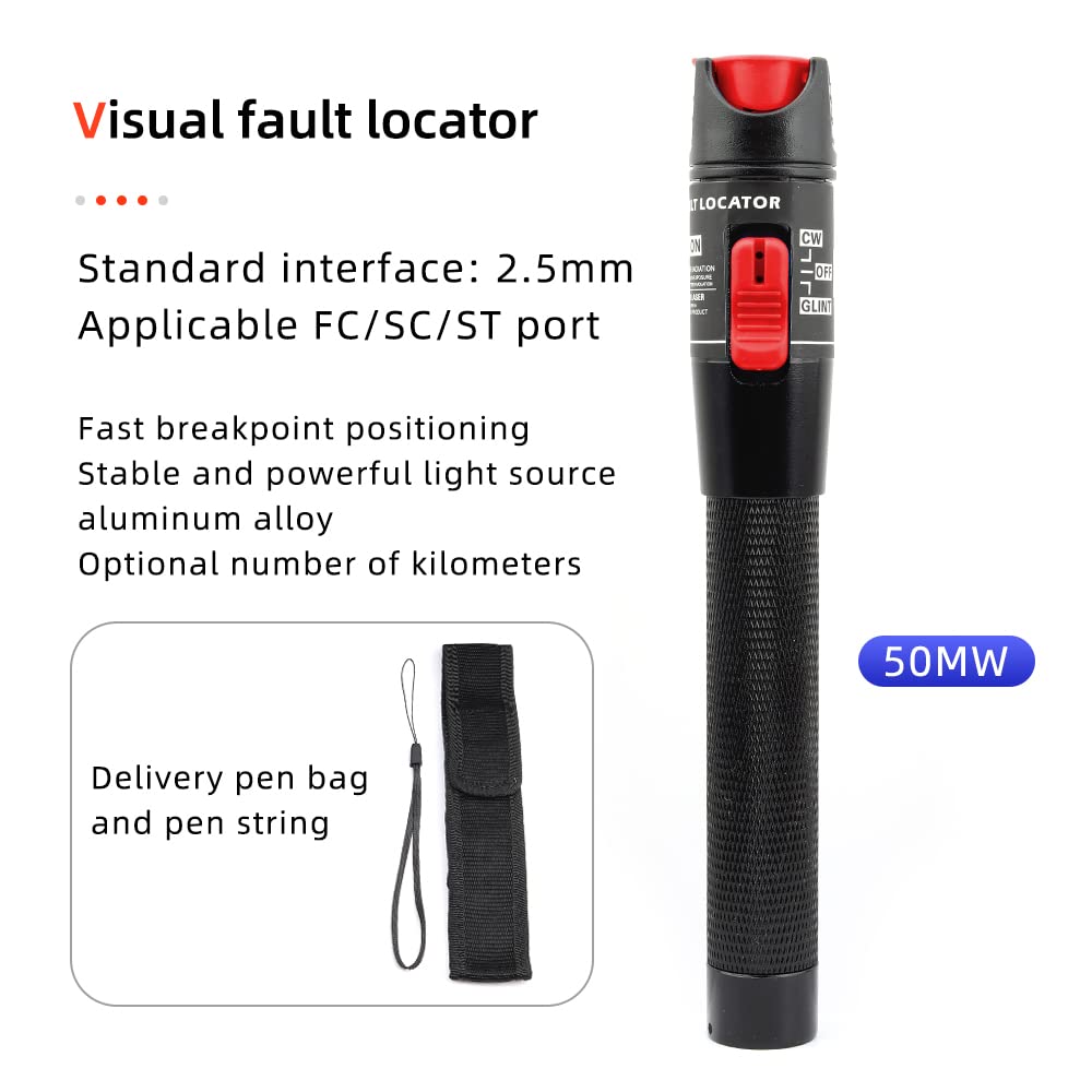 FTTH Fiber Optic Cable Cold Connect Tools Kit with Visual Fault Locator, FC-6S Fiber Cleaver, SC/FC Connector, Optical Power Meter, Cable Tester & Stripper - Complete Termination Kit for Fiber Optic Installation & Maintenance | Ideal for Telecom Technicians & Network Engineers