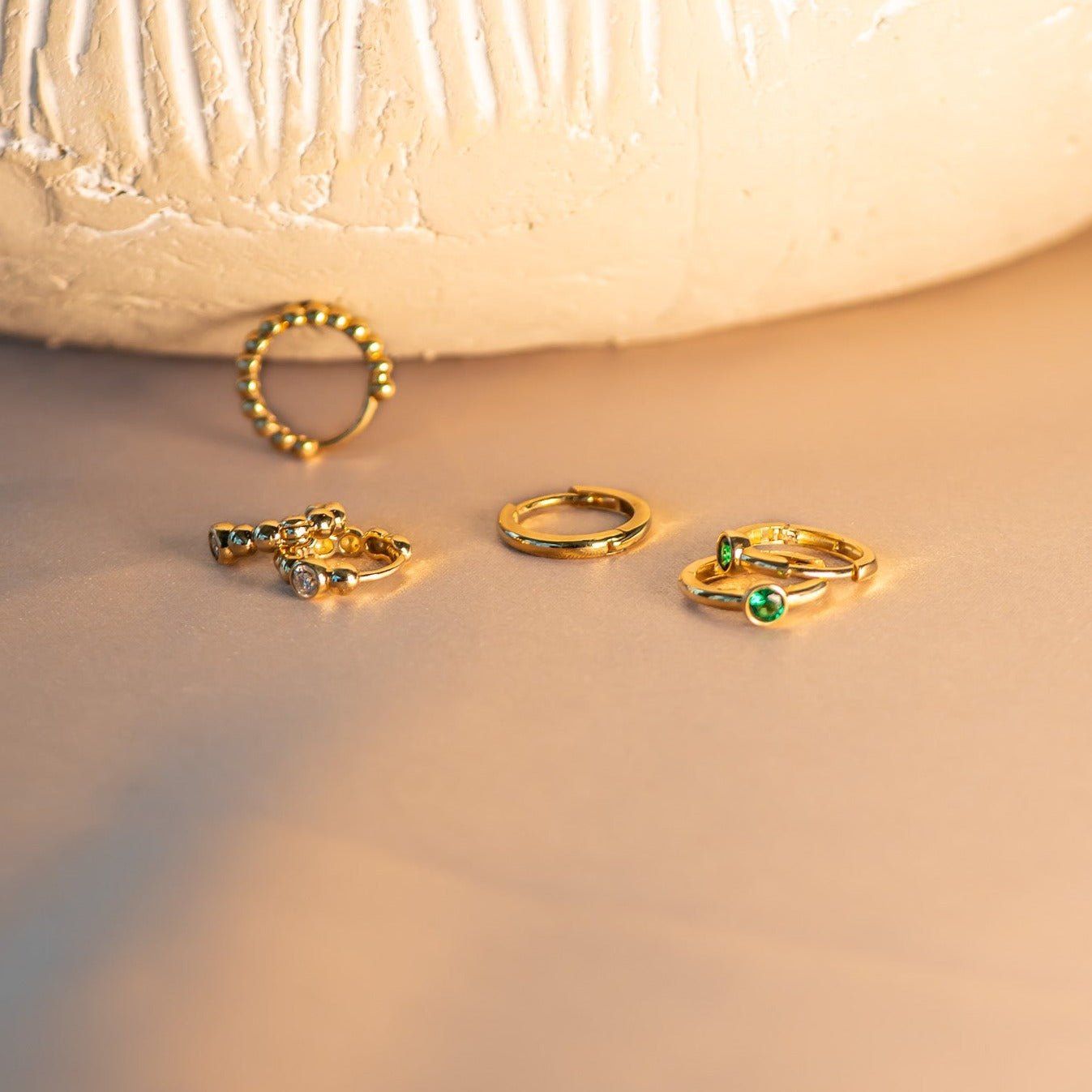 14K Yellow Gold Diamond Beaded Huggie Hoop Earrings for Women - Perfect for Everyday Wear, Parties & Special Occasions