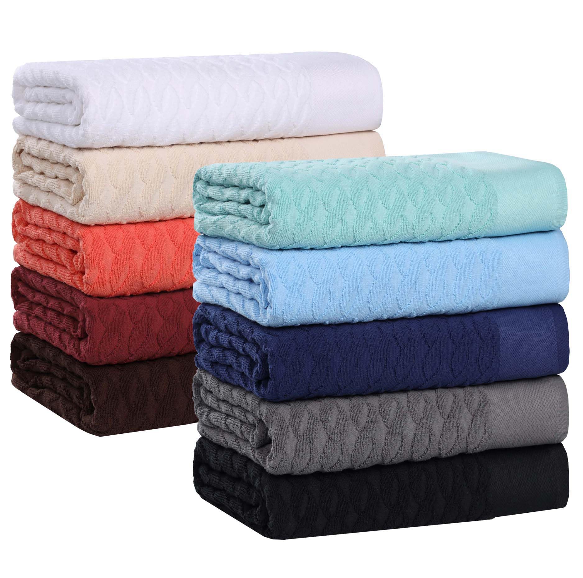 Premium BNM Herringbone Turkish Cotton Towel Set - Ultra Absorbent, Soft & Quick-Drying - Includes 2 Bath, 2 Hand & 2 Face Towels - Luxury Jacquard Design for Bathroom, Spa & Gym Use - 6-Piece Set in Navy Blue