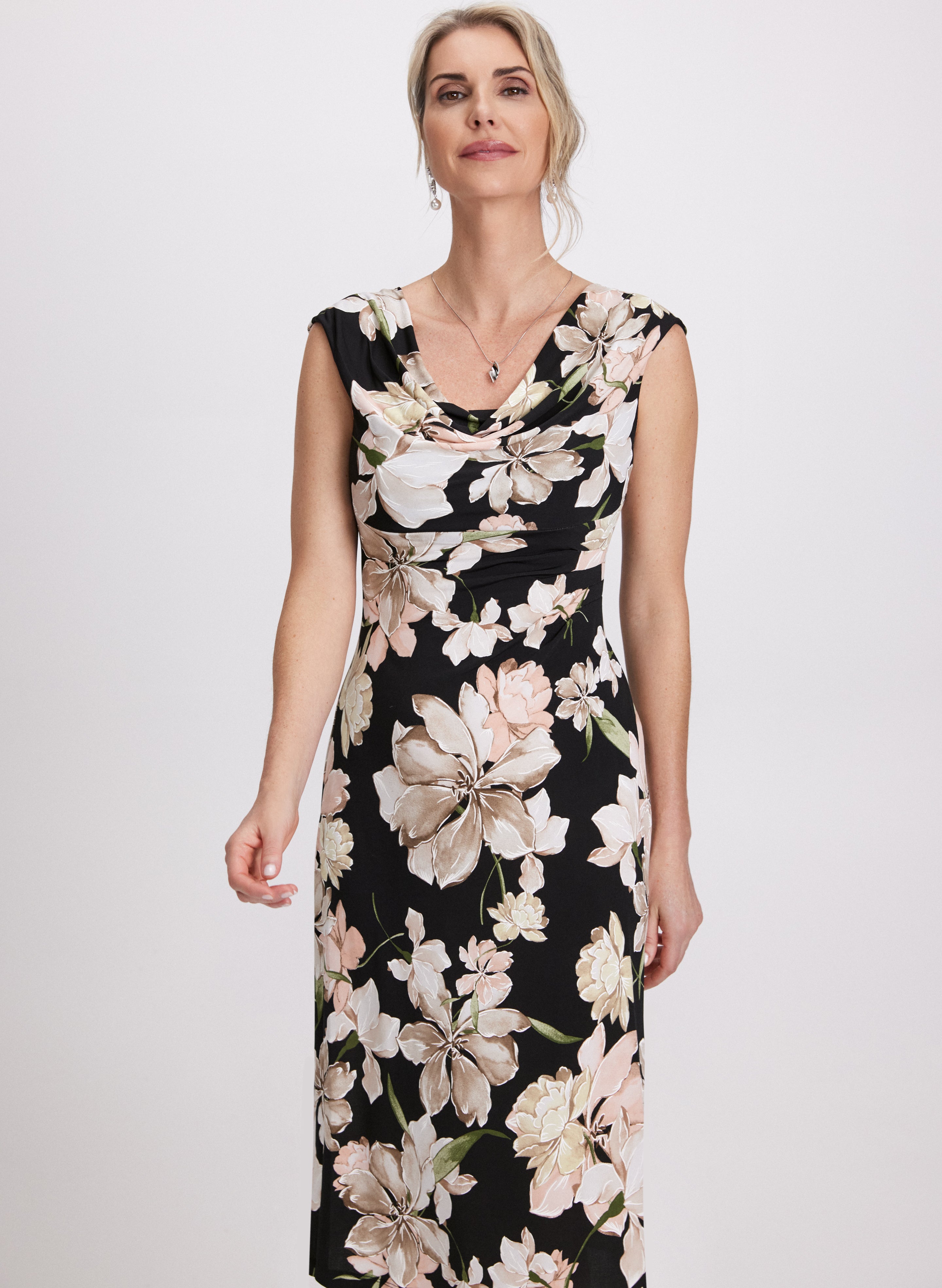 Floral Midi Dress for Women - Summer Boho Flowy Dress with Short Sleeves - Perfect for Beach Vacation, Garden Party & Date Night
