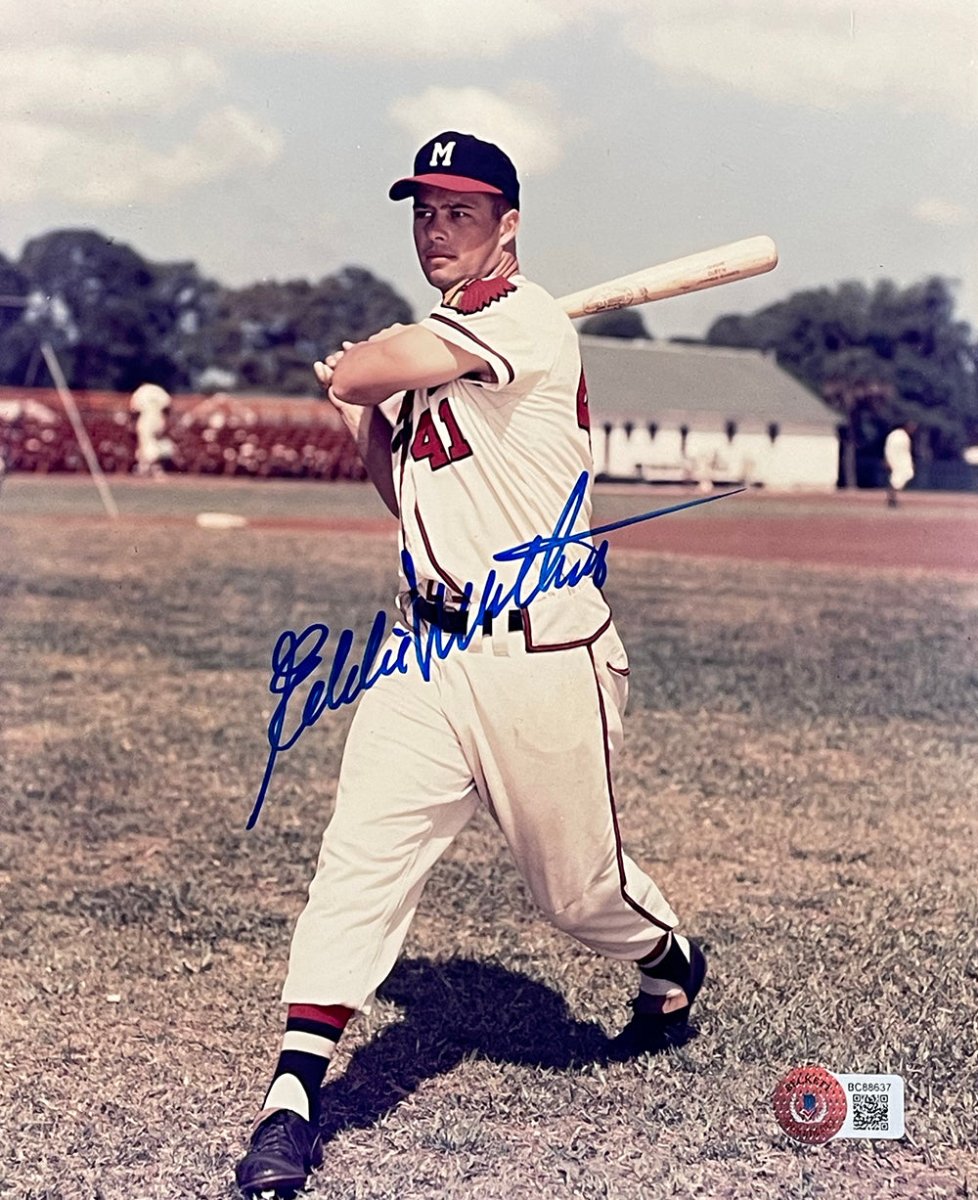 Eddie Mathews Autographed Milwaukee Braves 8x10 Baseball Photo - Signed Memorabilia for Collectors, Fans & Sports Enthusiasts - Perfect for Man Cave, Sports Room Decor or Gift for Baseball Lovers