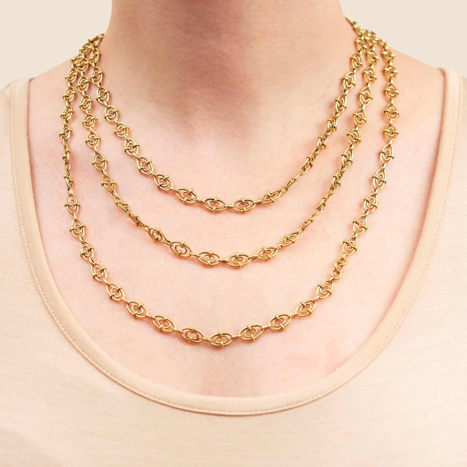 Victorian Style 18K Gold Fancy Link Chain Necklace - 44.5 Grams Luxury Jewelry for Women, Perfect for Weddings, Parties & Special Occasions
