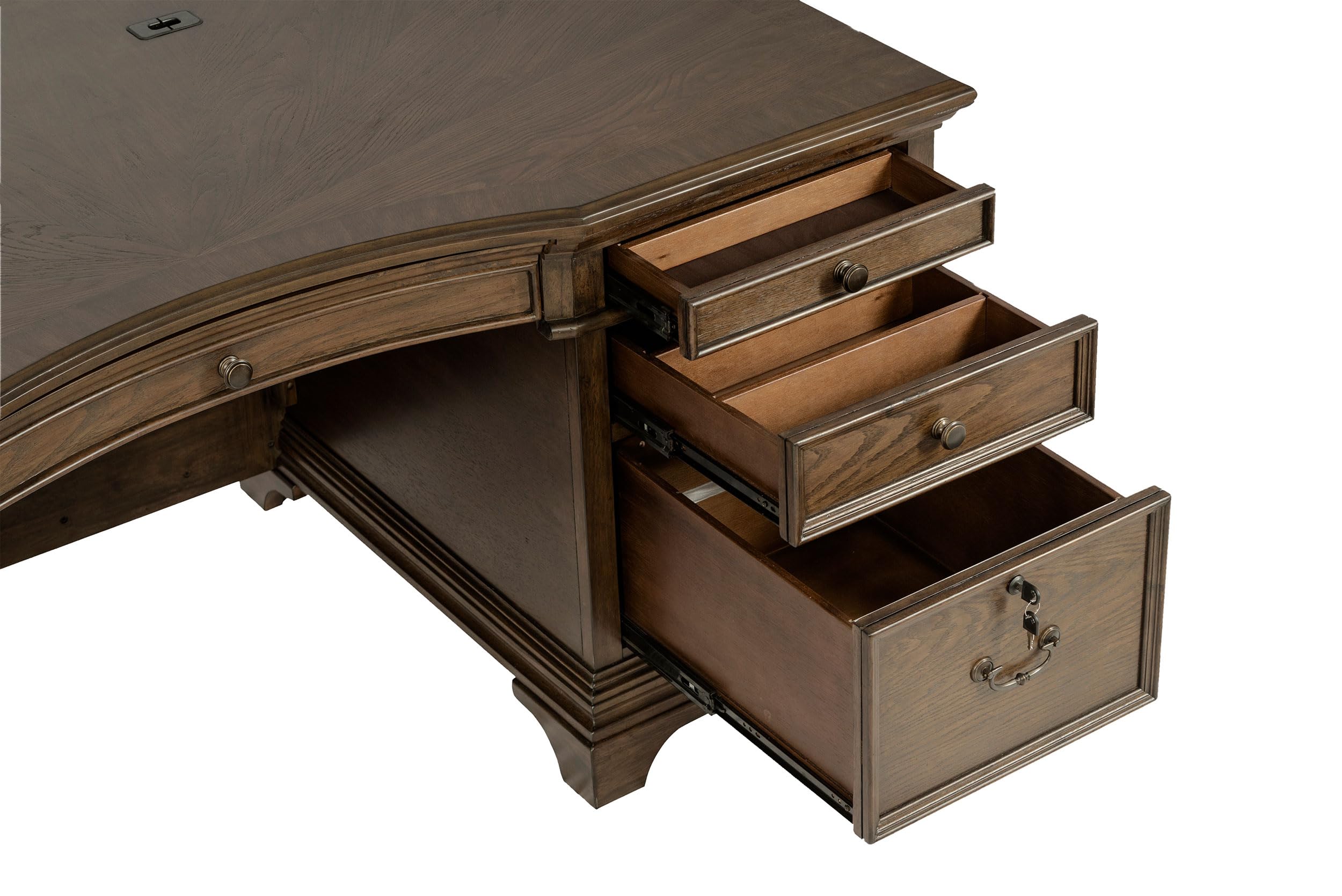 Coaster Furniture Hartshill File Cabinets - Burnished Oak Executive Desk with File Storage, 881281 - Perfect for Home Office & Workspace Organization
