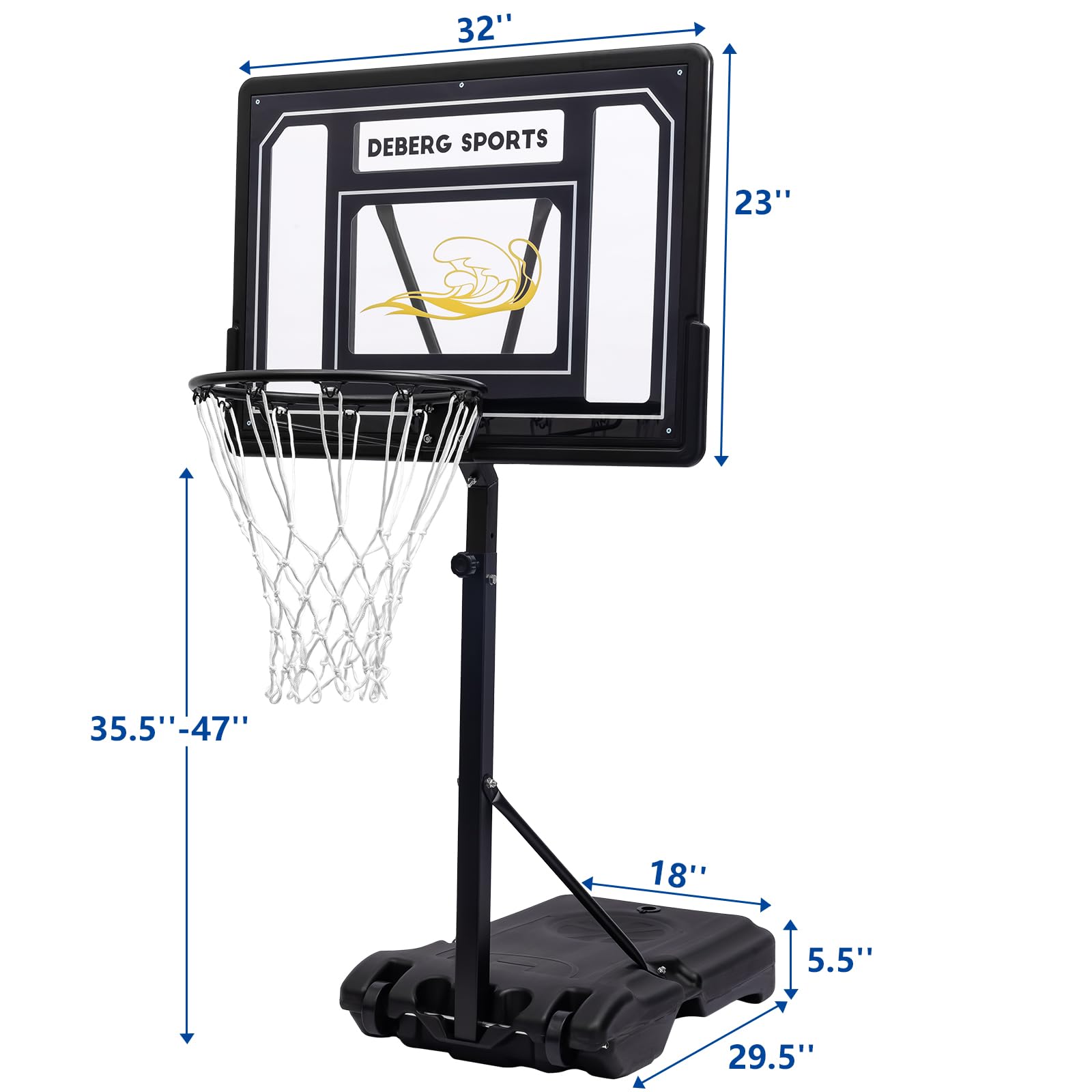 DEBERG Adjustable 3-4ft Portable Pool Basketball Hoop Set with Wheels, Shatterproof Backboard, Ball & Air Pump - Perfect for Backyard Swimming Pool Games, Summer Water Fun & Family Outdoor Activities