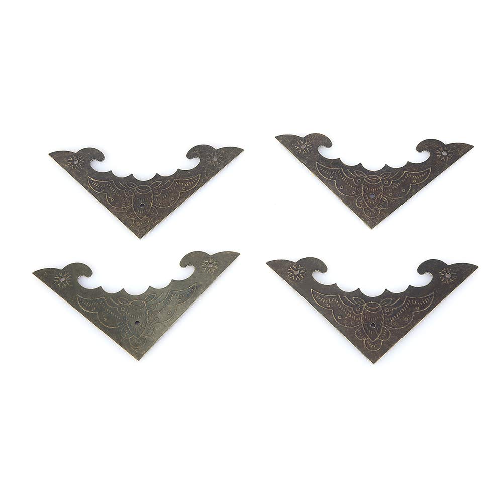 12Pcs Antique Brass Box Corner Protectors - Flat Embossed Bat Design for Jewelry & Wood Case Protection - Includes 36 Nails (S) - Perfect for DIY Crafts, Gift Boxes & Home Decor Projects