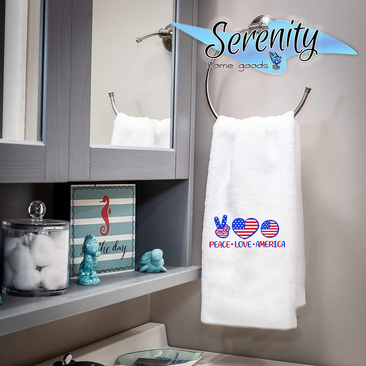 Patriotic American Flag Hand Towels - Red White and Blue Kitchen & Bath Decor for Memorial Day, 4th of July, Spring and Fall | USA Home Holiday Decorations | Perfect for Summer BBQs, Pool Parties & Patriotic Home Styling
