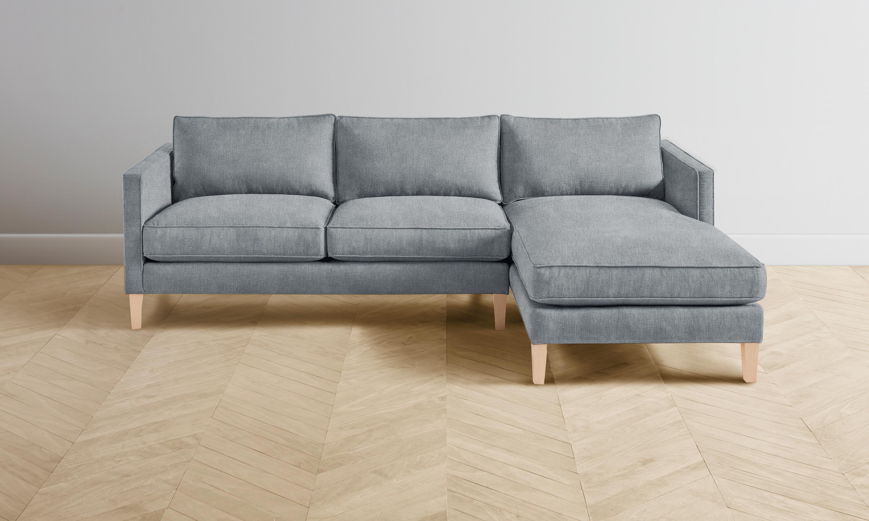 Premium Crosby Sectional Sofa with Performance Mélange Weave Fabric in Aegean Blue - Perfect for Living Room, Family Room or Home Theater Comfort