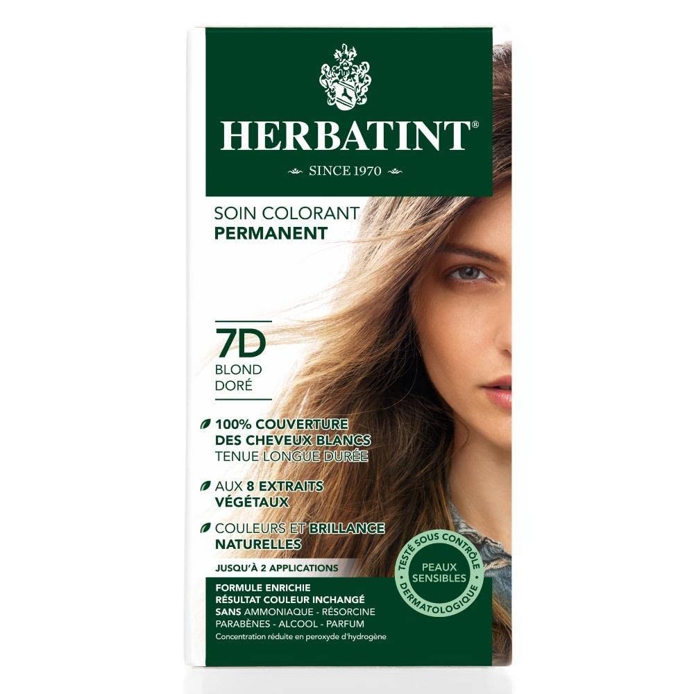 Herbatint Permanent Hair Color 7D Golden Blonde - Ammonia-Free Natural Hair Dye for Women & Men - Perfect for At-Home Hair Coloring & Salon-Quality Results