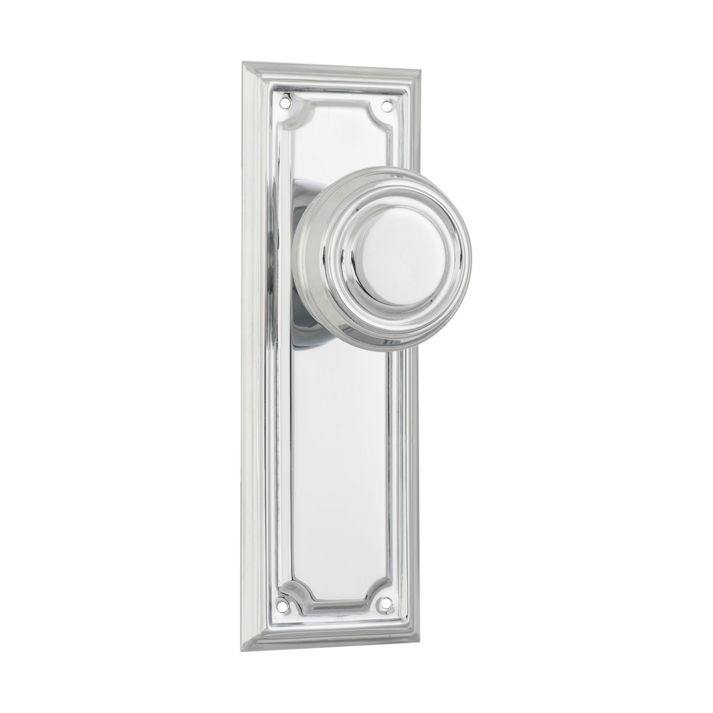 Vintage Edwardian Style Door Knob & Latch Set - Chrome Plated (H185xW60xP57mm) - Perfect for Victorian Homes, Bedrooms & Interior Doors