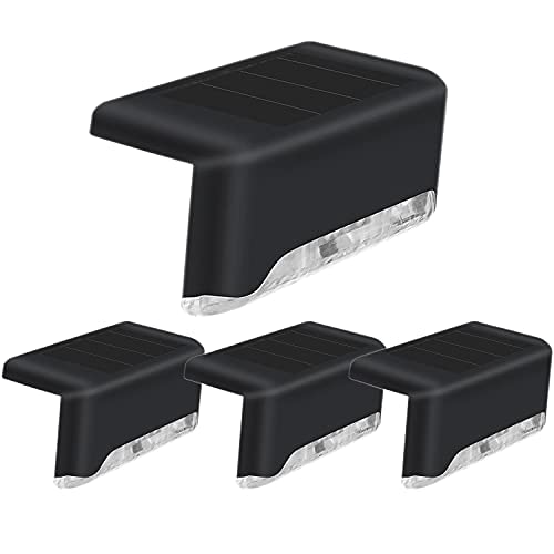 4 Pack Solar Deck Lights - Waterproof Outdoor LED Solar Lights for Deck, Steps, Railings, Walls, Patio, Garden, Stairs, Yard & Driveway - Cool White - Perfect for Nighttime Safety & Landscape Lighting