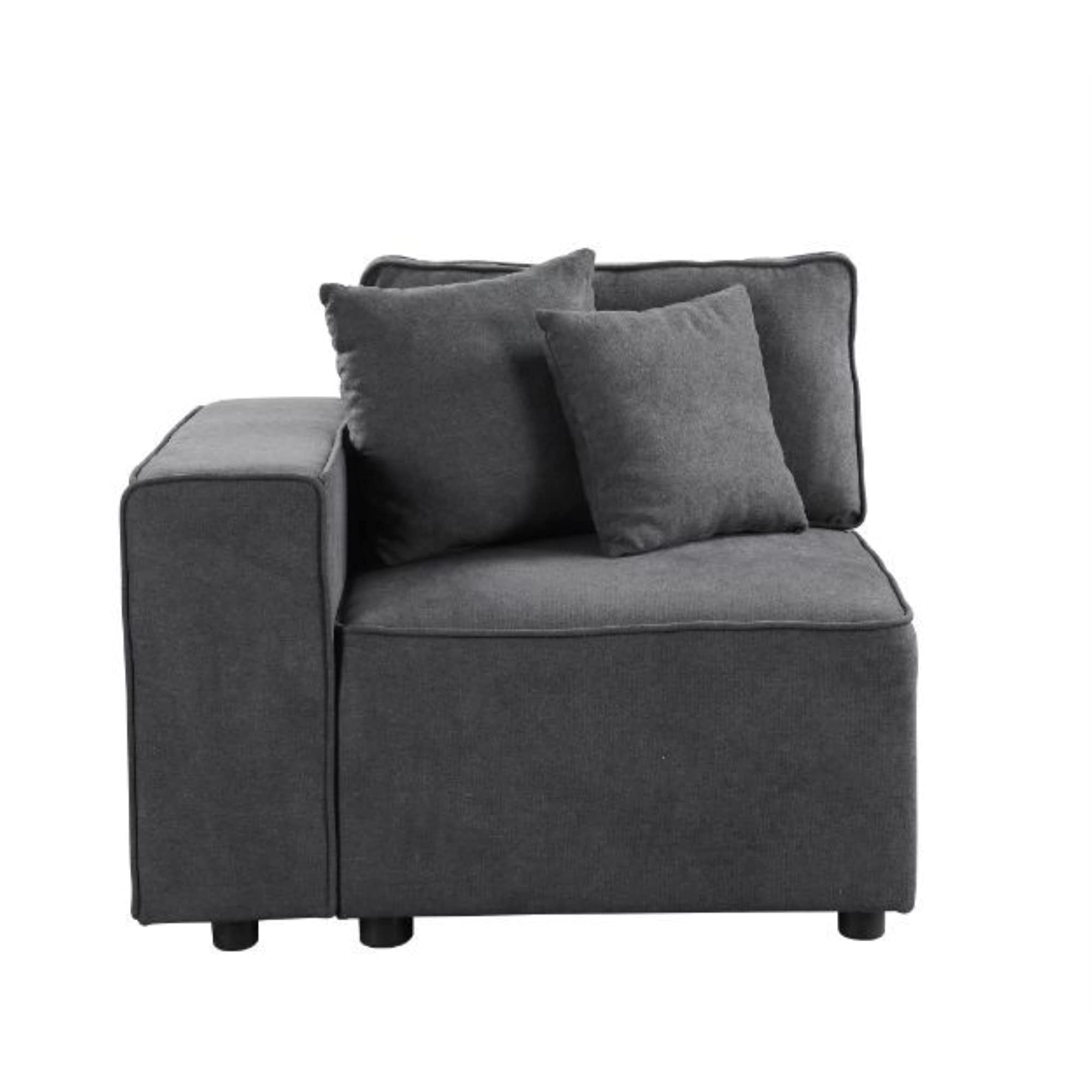 Acme Furniture Silvester Sectional Sofa - Gray Fabric Upholstered Modern Living Room Couch for Home & Office Comfort