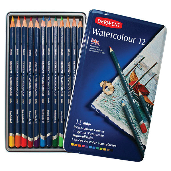 Derwent Watercolor Pencils Set of 12 - Professional Artist Colored Pencils for Drawing, Sketching & Coloring - Perfect for Beginners, Students & Artists - Ideal for Art Projects, Adult Coloring Books & Illustration