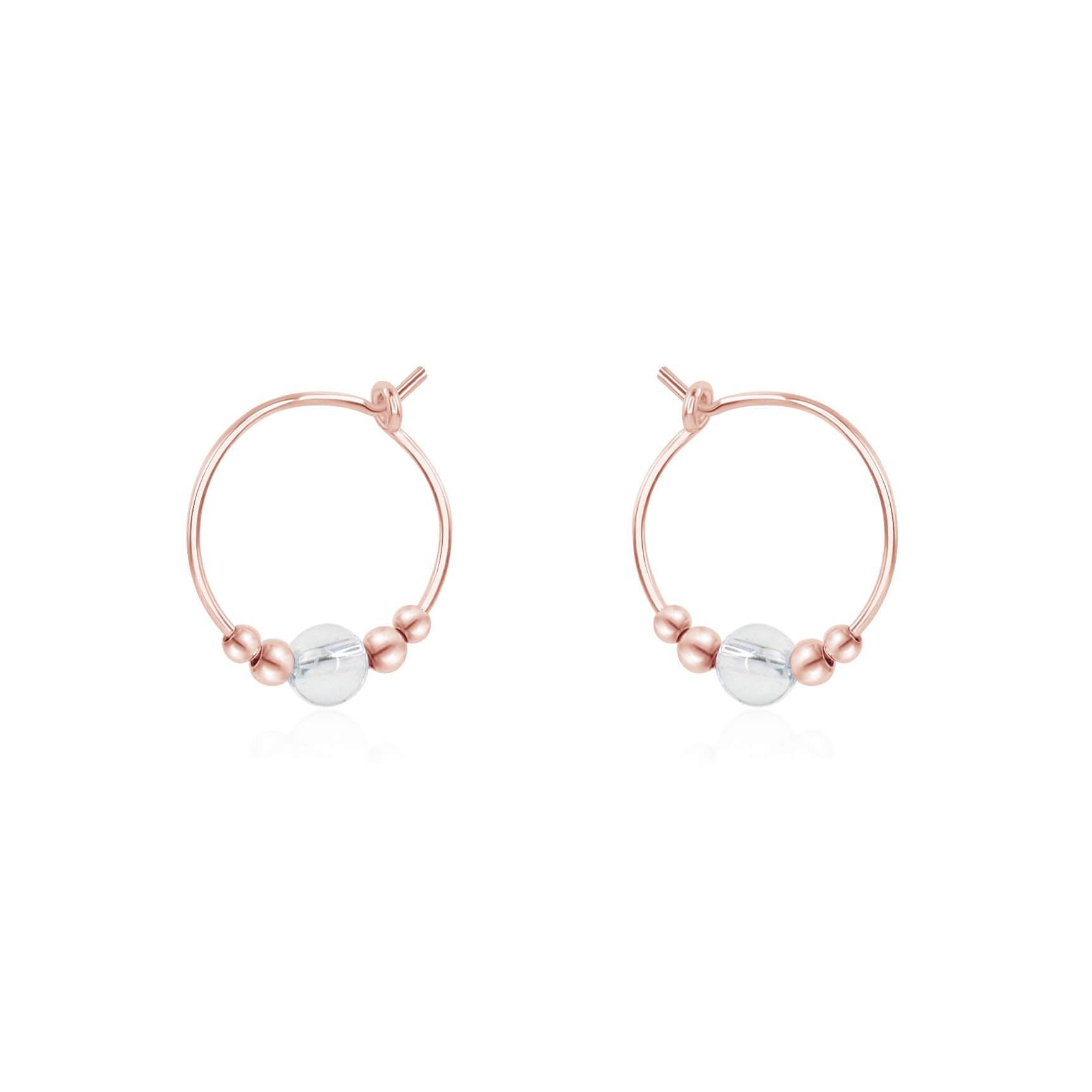 Tiny Crystal Quartz Bead Hoop Earrings - Elegant Dainty Jewelry for Women, Perfect for Everyday Wear & Special Occasions