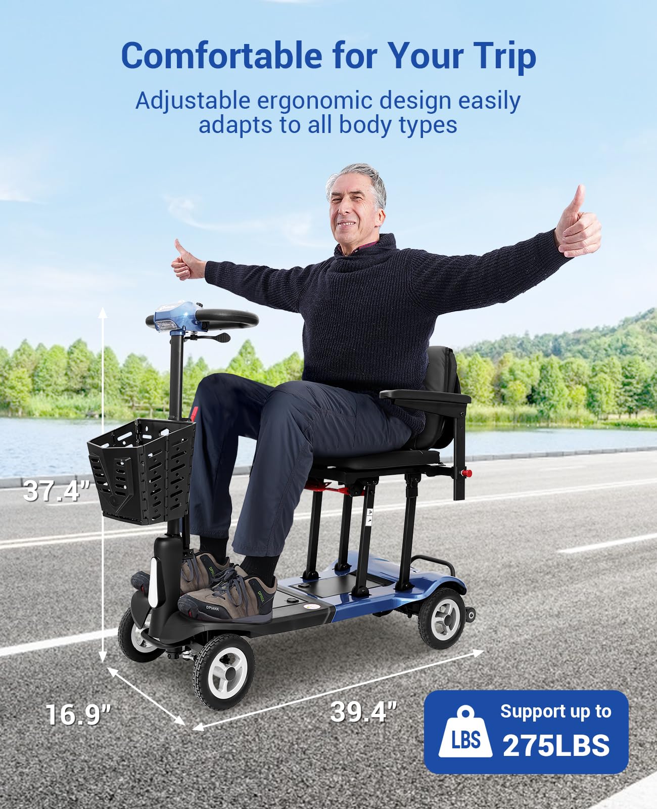Ultra Lightweight 36Lbs Folding Mobility Scooter for Adults & Seniors - 22 Miles Long Range with Dual Lithium Batteries, All-Terrain Electric Scooter (Airline Approved) - Perfect for Travel, Shopping & Outdoor Adventures