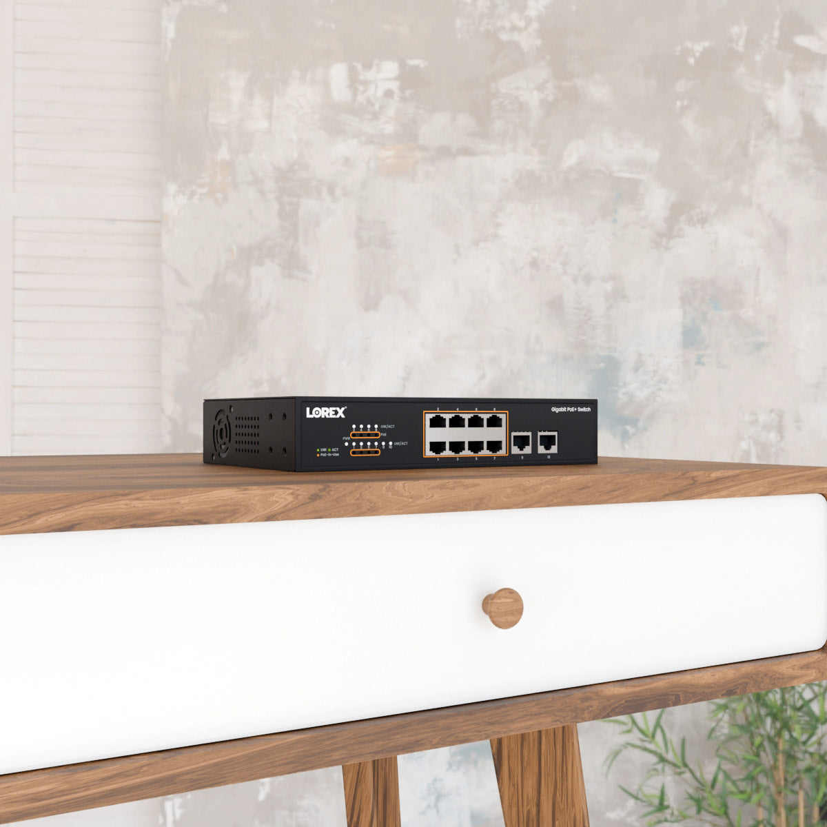 Lorex 8-Port Gigabit Ethernet PoE+ Unmanaged Network Switch with 120W Power Budget - Ideal for Home Security Cameras, IP Phones & IoT Devices
