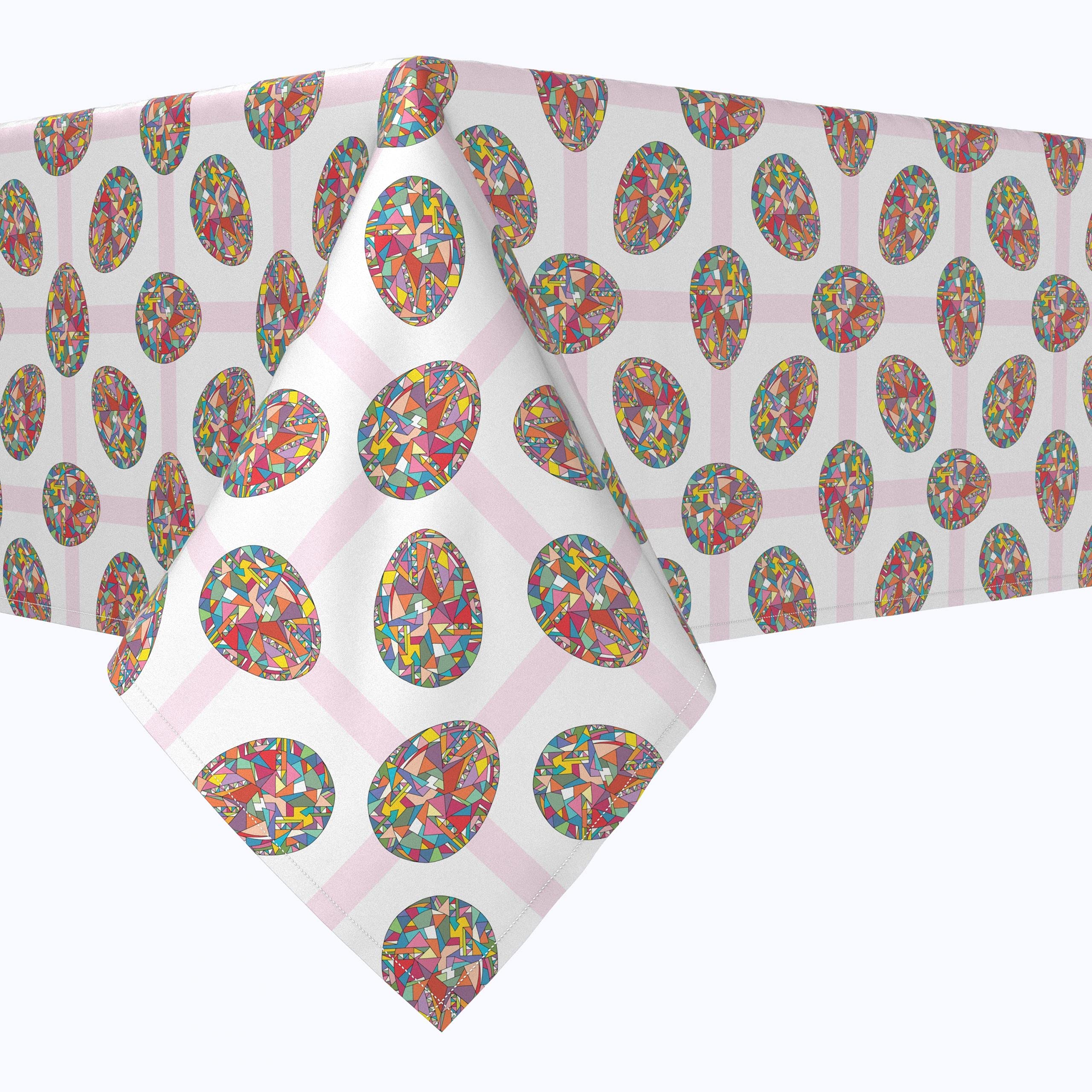 Square Tablecloth 70x70 Inches - 100% Polyester Washable Table Cover with Mosaic Easter Egg Design - Perfect for Easter Decorations, Holiday Dining, and Spring Party Decor