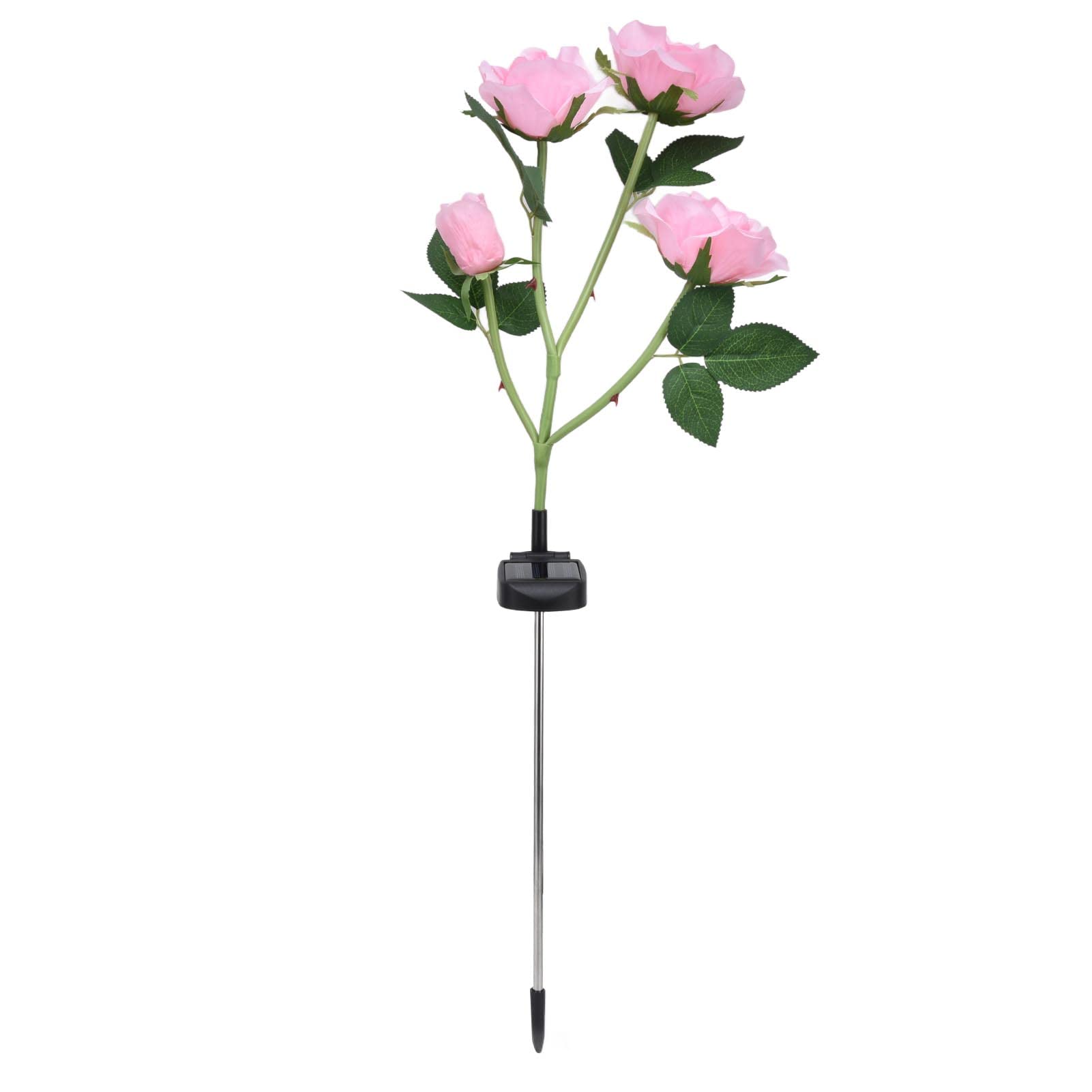 4 Head Solar Rose Lights Outdoor - IP65 Waterproof Solar Garden Lights for Pathway, Patio, Yard & Landscape Decoration (Pink) - Perfect for Romantic Evenings & Garden Aesthetics