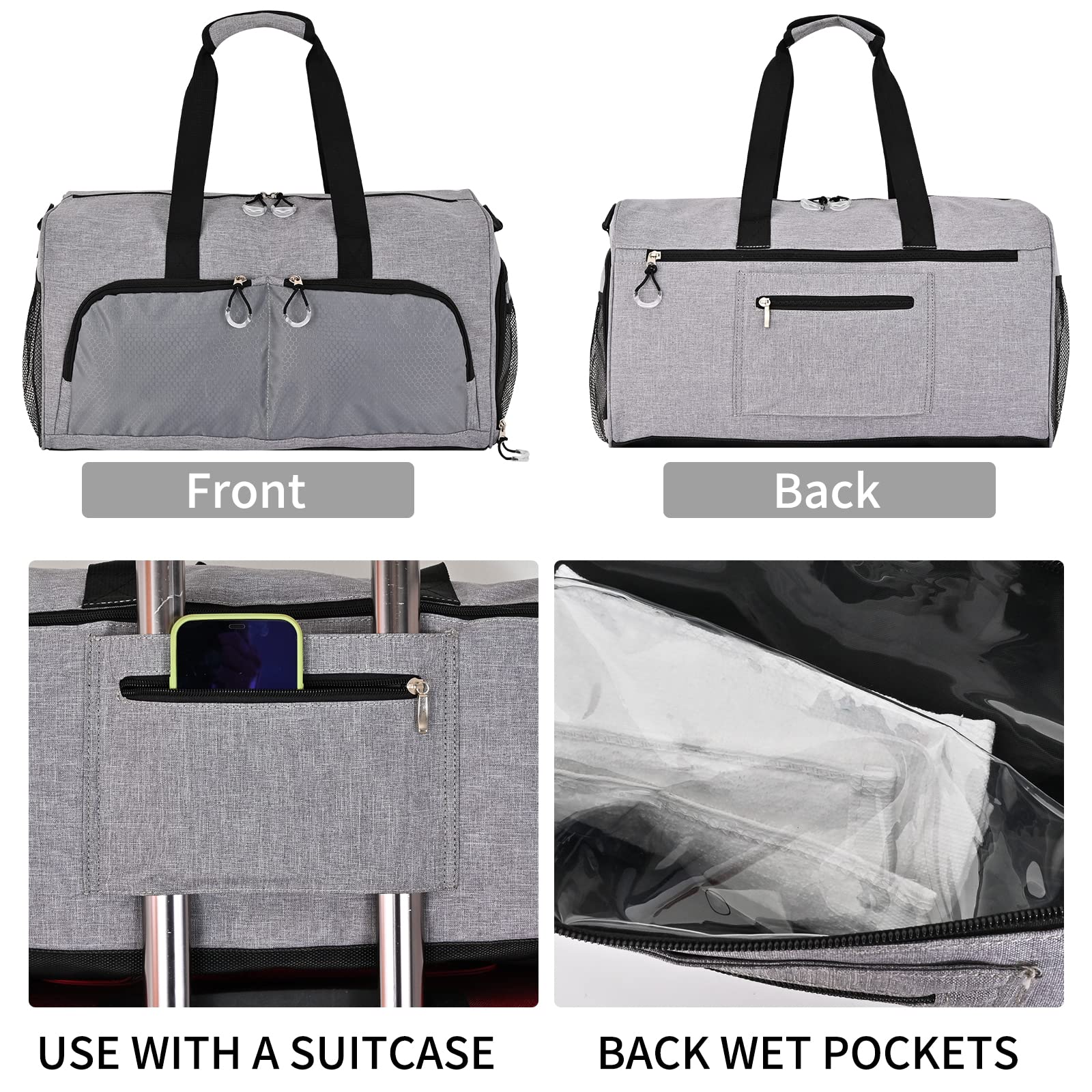 Kuston Sports Gym Bag with Separate Shoes Compartment & Wet Pocket - Large Duffle Bag for Men & Women - Perfect for Workout, Travel & Overnight Trips