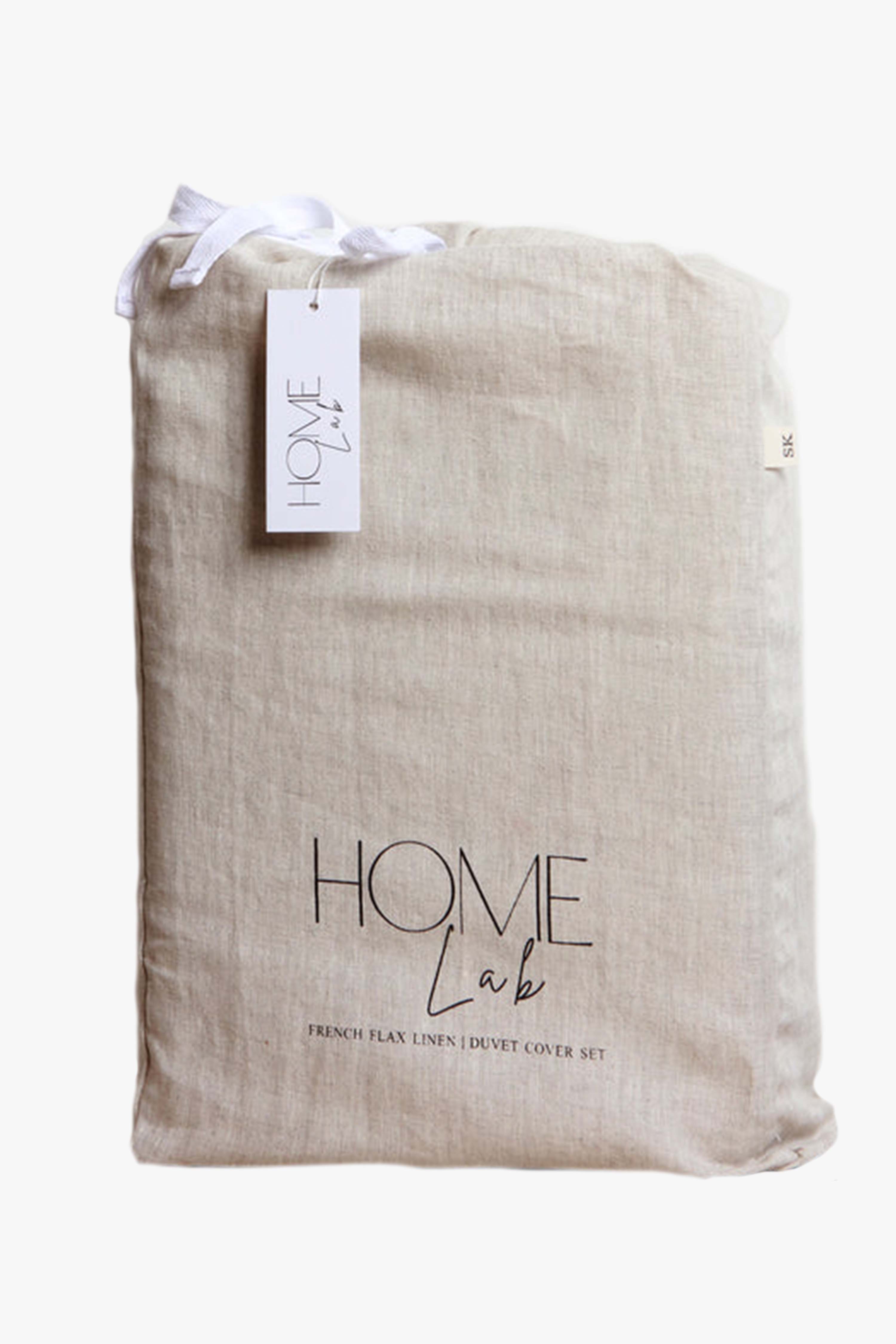 100% French Linen Duvet Cover Set Super King Size - Natural Oatmeal Color | Luxury Bedding for Master Bedroom & Guest Room | Breathable & Soft for All Seasons