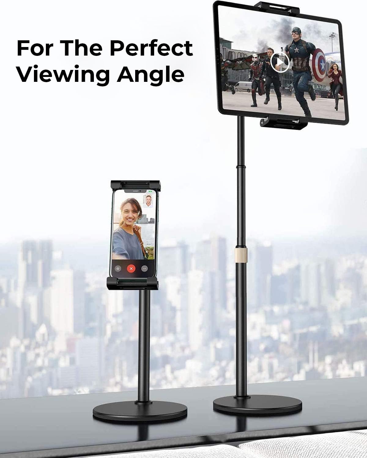 Adjustable iPad Stand for Desk - Portable Monitor Stand Holder Compatible with iPad Pro 12.9/10.9/10.2, Air, Mini (4/3/2), Fire Tablet, Nexus & Kindle (4.7