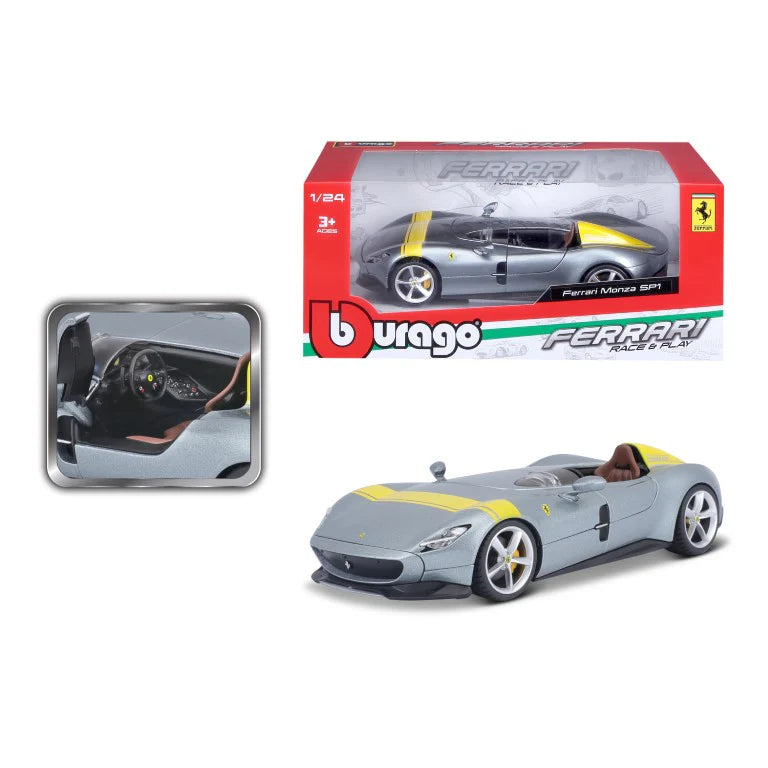 Bburago 1:24 Scale Ferrari Monza SP1 Diecast Model Car - Collectible Sports Car Replica for Display & Racing Enthusiasts - Perfect for Home, Office Decor & Car Collections