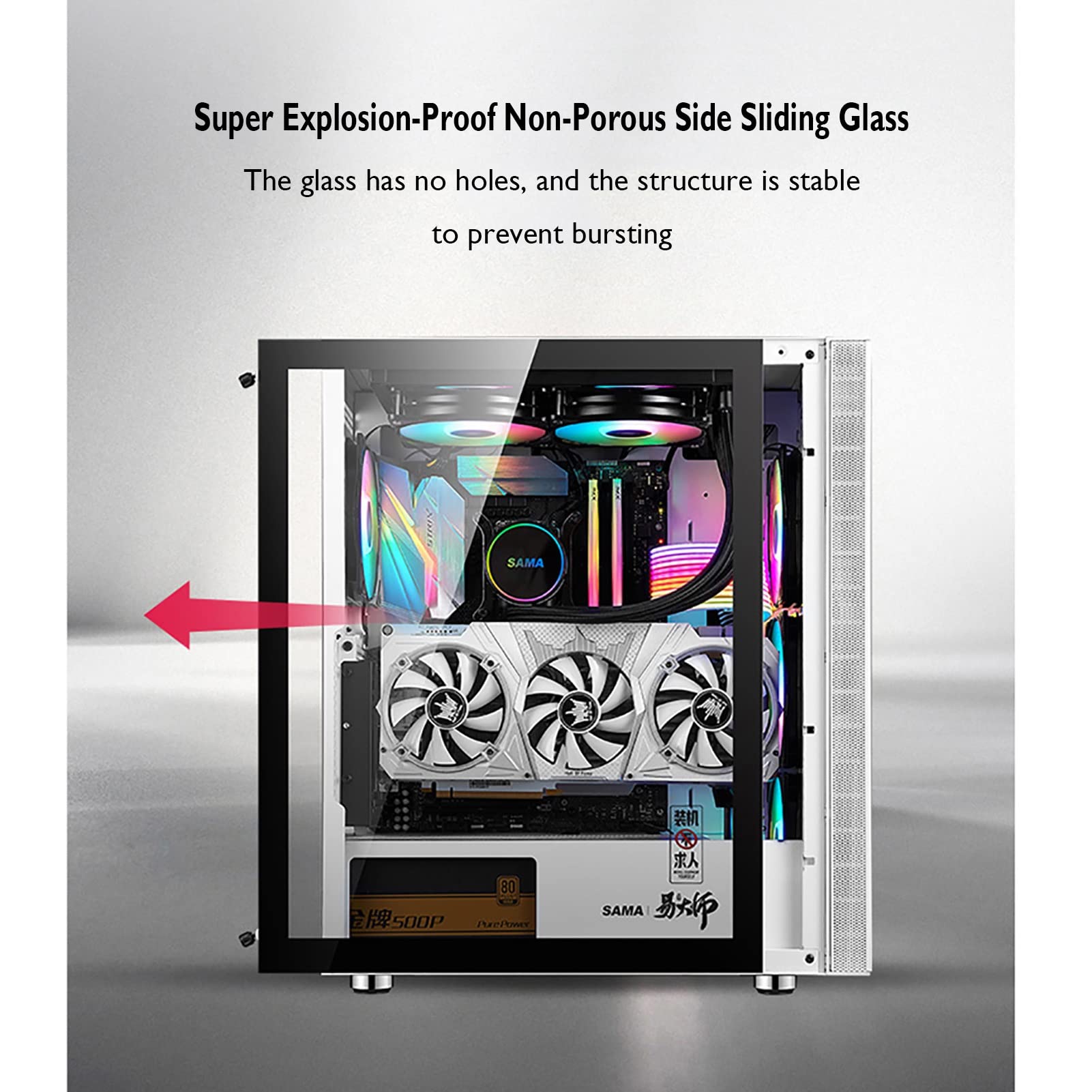 Premium Mid-Tower Gaming PC Case - ATX/Micro-ATX/Mini-ITX Compatible with Tempered Glass Side Panel & Front USB 3.0 Ports - Ideal for Custom RGB Gaming Rigs & High-Performance Builds - Perfect for Esports, Streaming & VR Gaming Setups