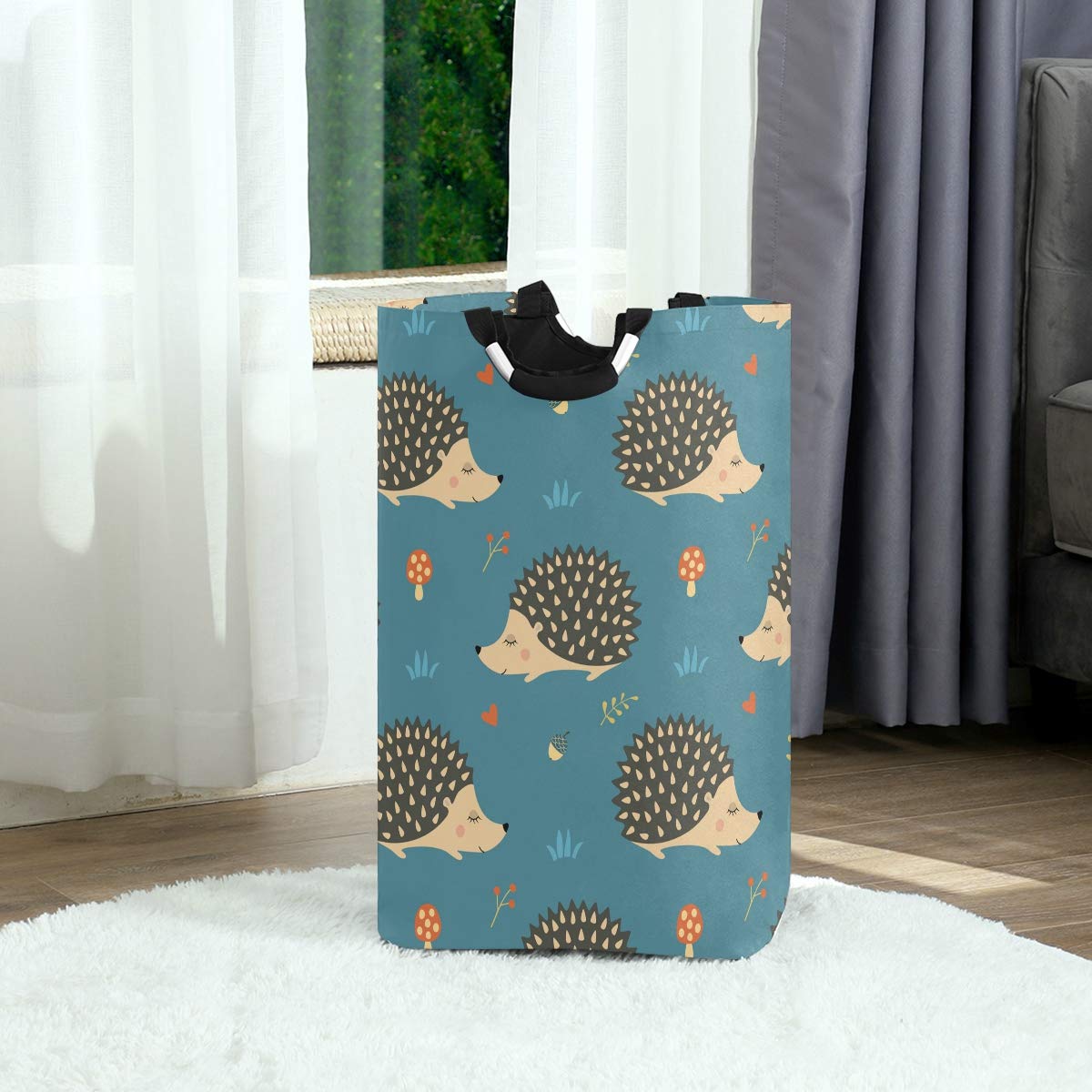 Cute Hand-Drawn Hedgehogs Collapsible Laundry Hamper - Foldable Storage Basket for Kids Room, Dorm & Nursery - Perfect for Dirty Clothes, Toys & Organizing