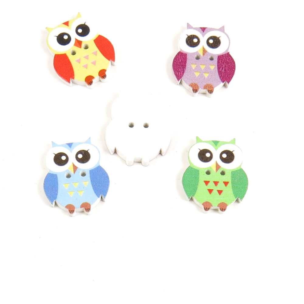 20PCS Wooden Owl Sew On Buttons - Big Eye Clothes Fasteners for DIY Crafts, Bulk Sewing Buttons for Jackets, Shirts & Accessories - Cute Owl Design for Unique Outfits & Home Decor