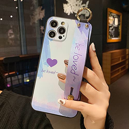 Shockproof iPhone 13 Pro Max Case with Hand Strap & Kickstand - 6.7 Inch Soft Pattern Protective Cover with Adjustable Wrist Loop for iPhone 13 Pro Max (2021) - Lavender Color - Perfect for Outdoor Activities, Gym Workouts & Travel Protection