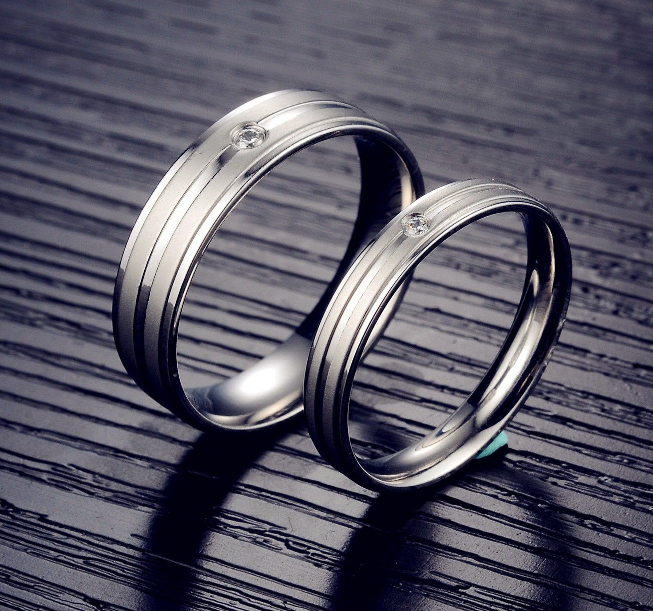 His & Hers Matching Titanium Stainless Steel Wedding Band Set - Elegant Couple Rings in Gift Box for Anniversary, Engagement, or Romantic Gift