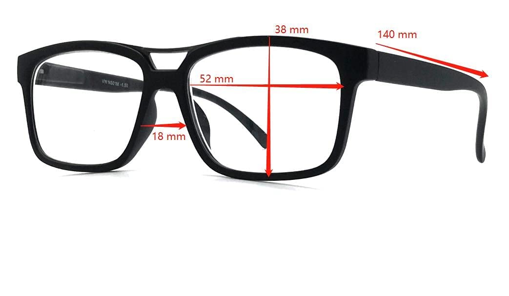 Myopia Glasses for Men & Women - 2 Pairs Rectangular Square Nearsighted Glasses for Distance Driving | Perfect for Night Driving, Watching TV & Computer Work
