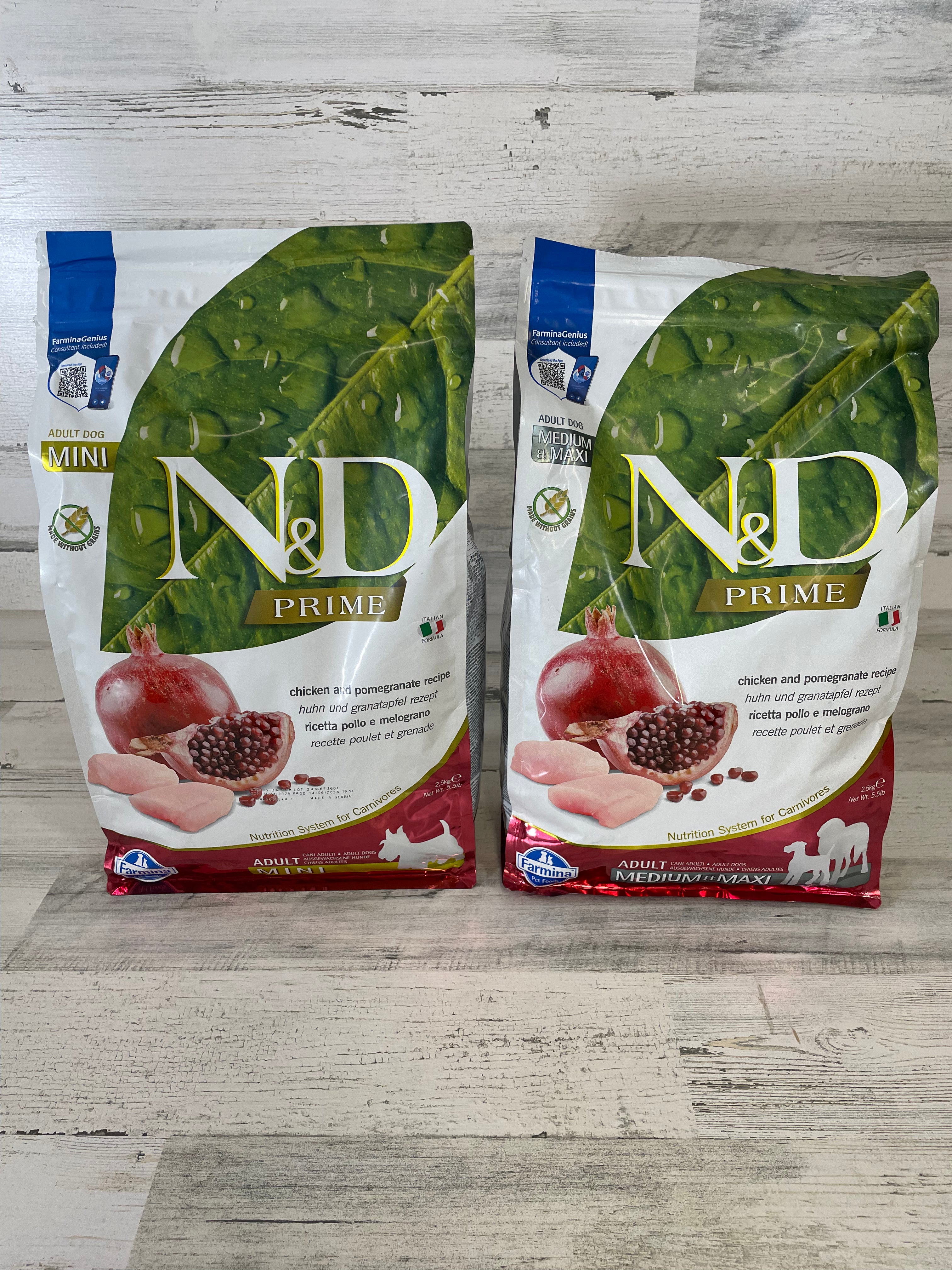 Premium N&D Farmina Prime Chicken & Pomegranate Dry Dog Food - Grain-Free, High Protein Nutrition for Adult Dogs - Perfect for Active Pets & Daily Meals
